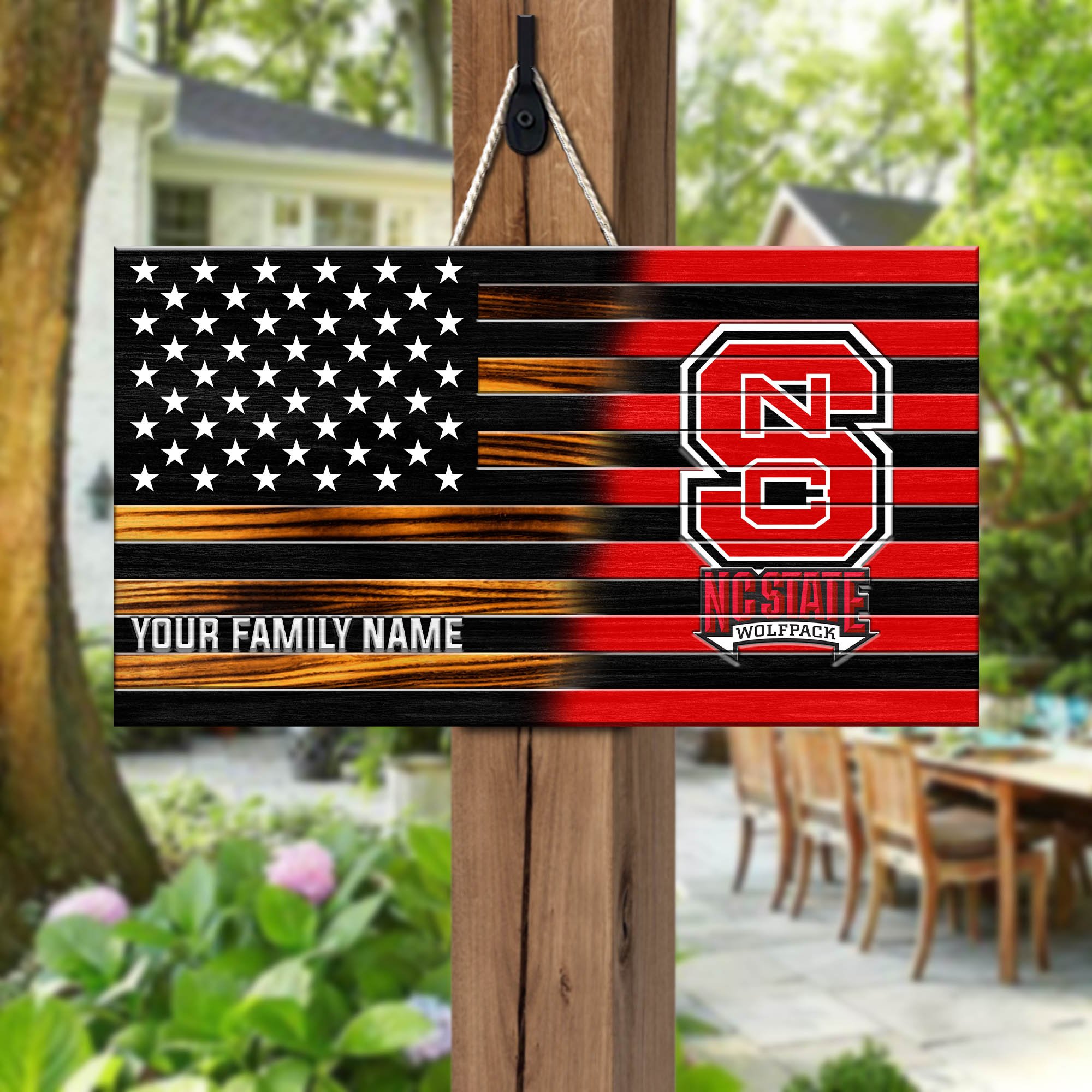 NC State Wolfpack Shape Wooden Sign 2024 Version Personalized Your Family Name, Sport Team Sign, Sport Decorations ETHY-51658