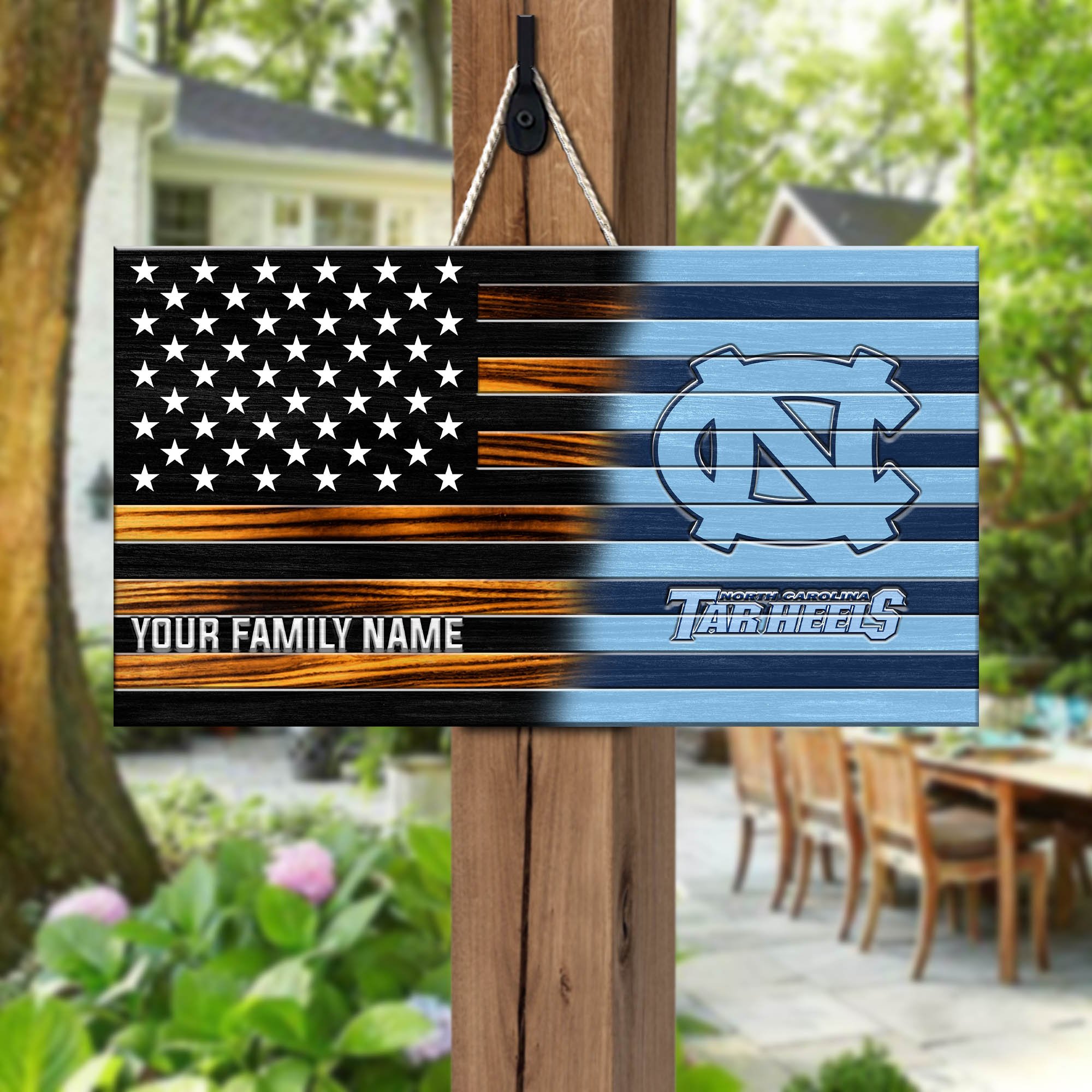 North Carolina Tar Heels Shape Wooden Sign 2024 Version Personalized Your Family Name, Sport Team Sign, Sport Decorations ETHY-51658