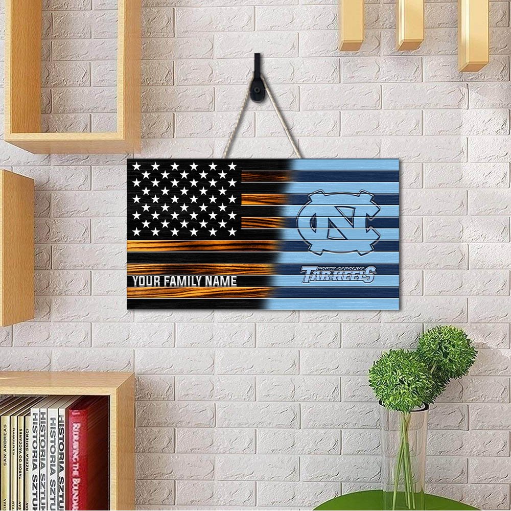 Alternative view of North Carolina Tar Heels Shape Wooden Sign 2024 Version Personalized Your Family Name, Sport Team Sign, Sport Decorations ETHY-51658