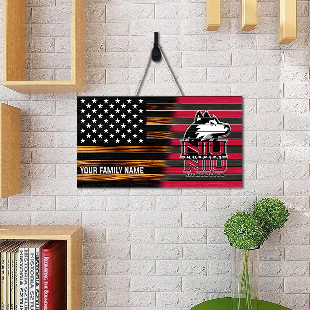 Alternative view of Northern Illinois Huskies Shape Wooden Sign 2024 Version Personalized Your Family Name, Sport Team Sign, Sport Decorations ETHY-51658
