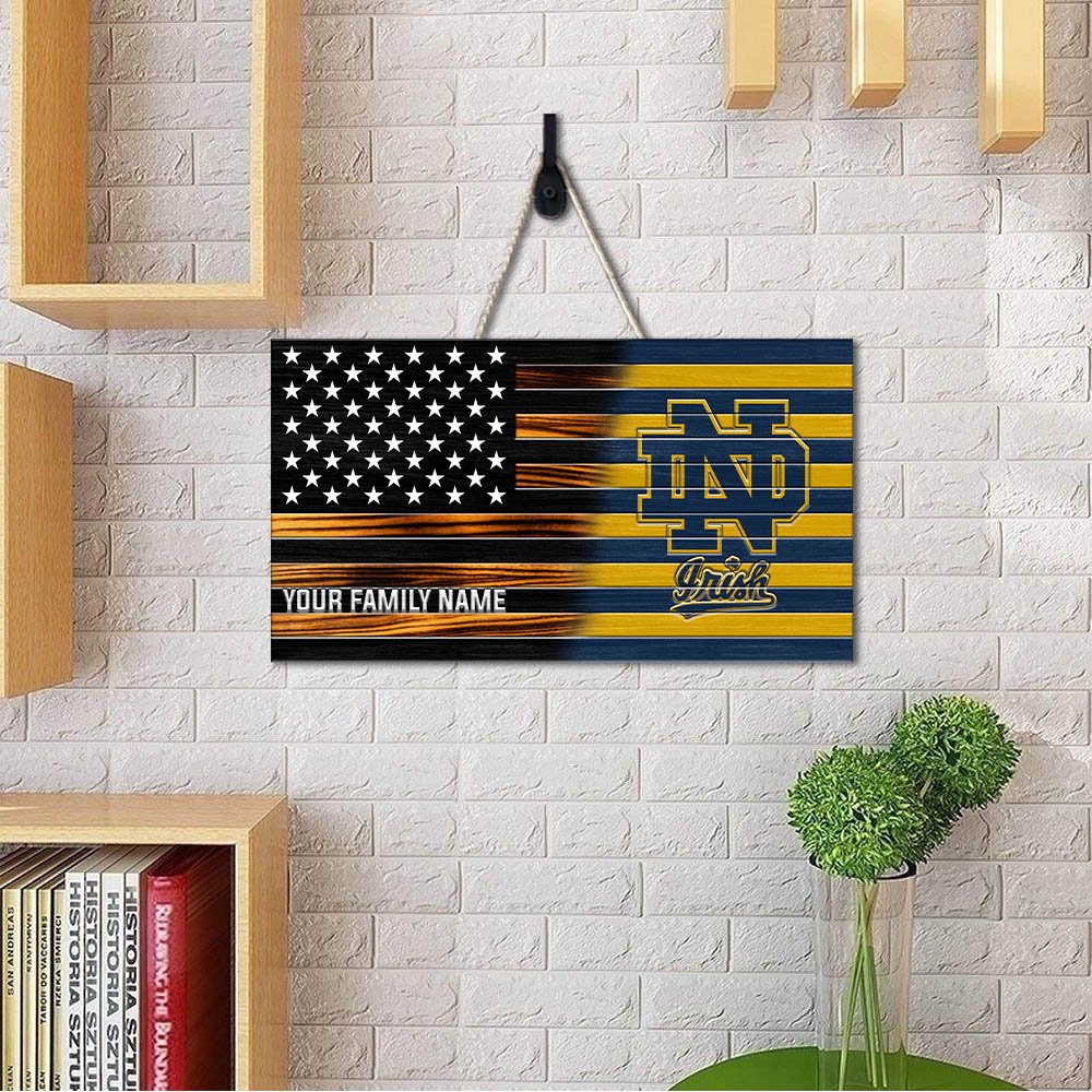 Alternative view of Notre Dame Fighting Irish Shape Wooden Sign 2024 Version Personalized Your Family Name, Sport Team Sign, Sport Decorations ETHY-51658