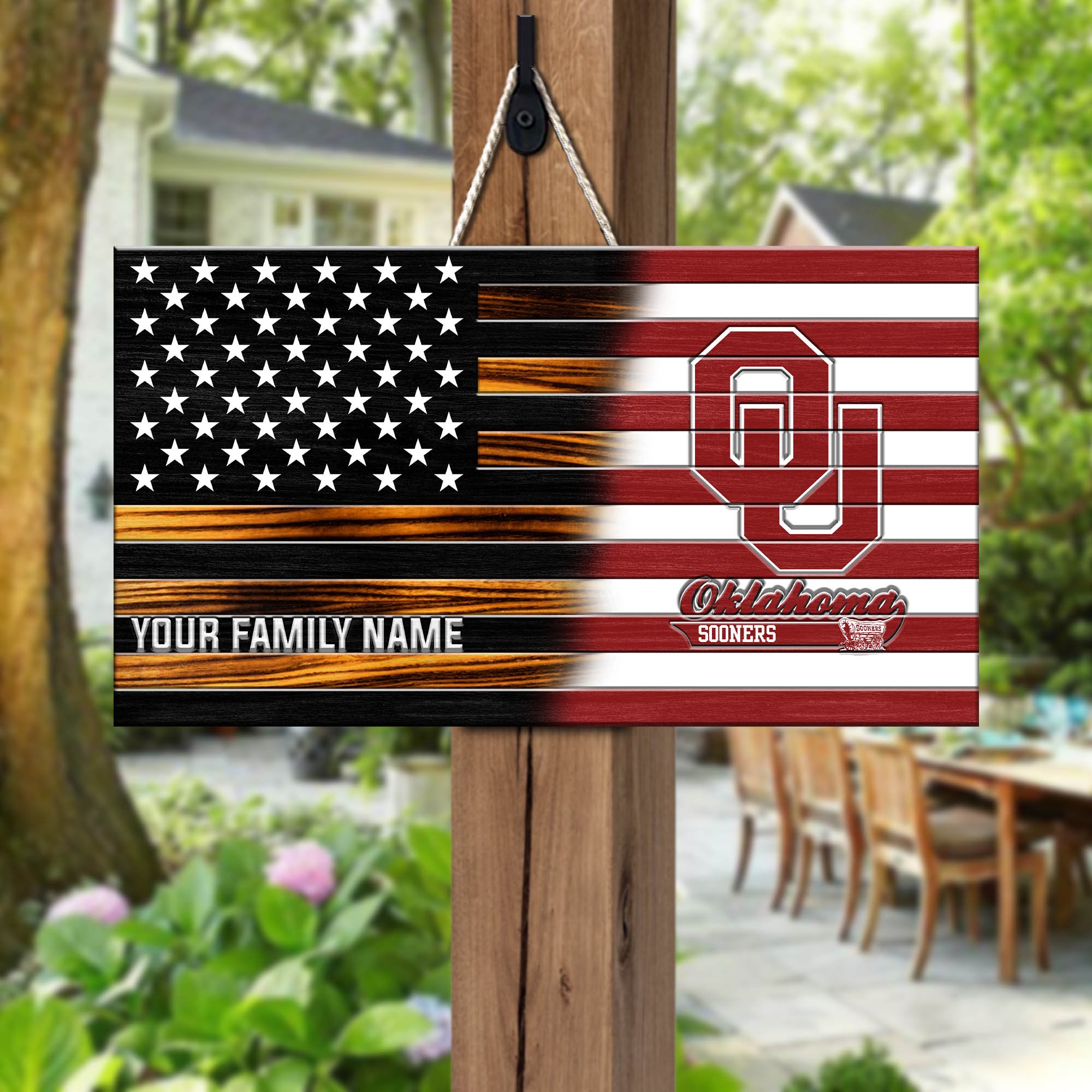 Oklahoma Sooners Shape Wooden Sign 2024 Version Personalized Your Family Name, Sport Team Sign, Sport Decorations ETHY-51658
