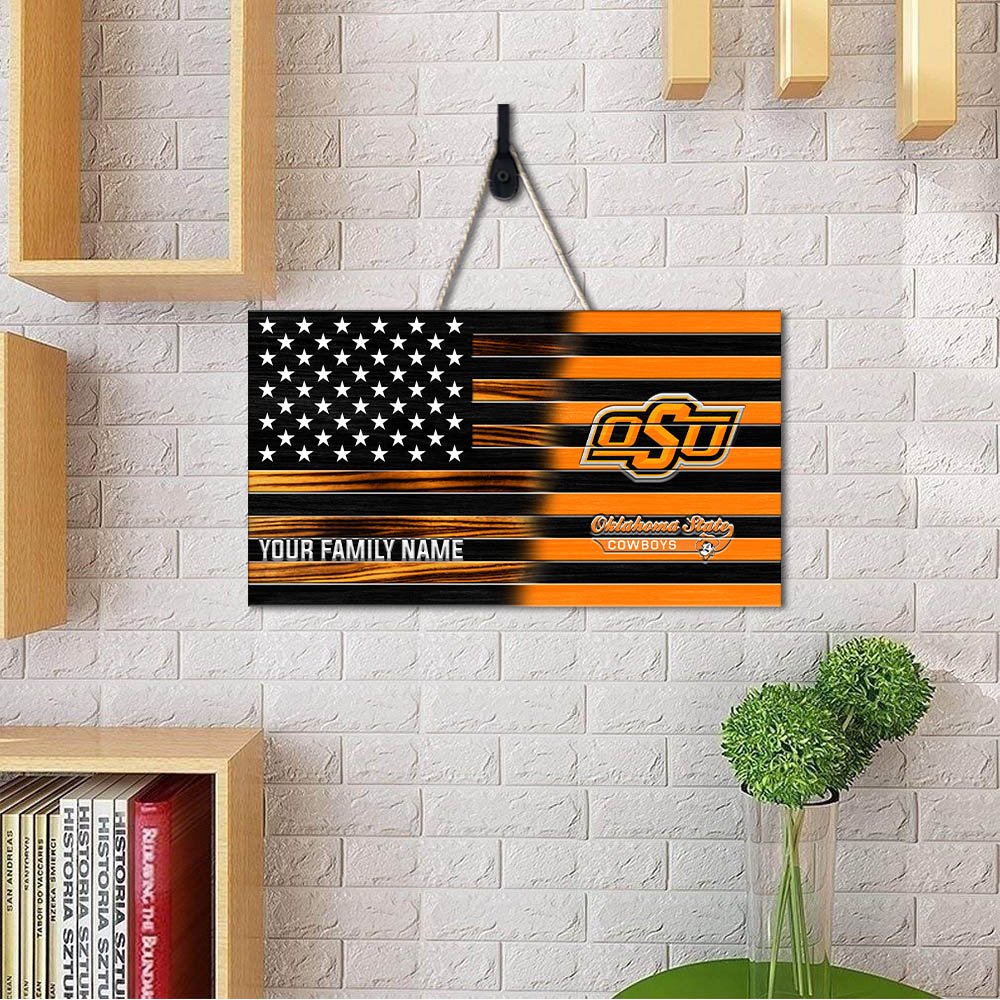 Alternative view of Oklahoma State Cowboys Shape Wooden Sign 2024 Version Personalized Your Family Name, Sport Team Sign, Sport Decorations ETHY-51658