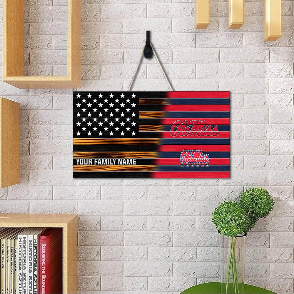 Alternative view of Ole Miss Rebels Shape Wooden Sign 2024 Version Personalized Your Family Name, Sport Team Sign, Sport Decorations ETHY-51658