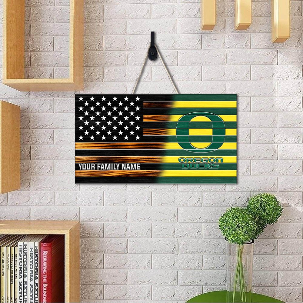 Alternative view of Oregon Ducks Shape Wooden Sign 2024 Version Personalized Your Family Name, Sport Team Sign, Sport Decorations ETHY-51658
