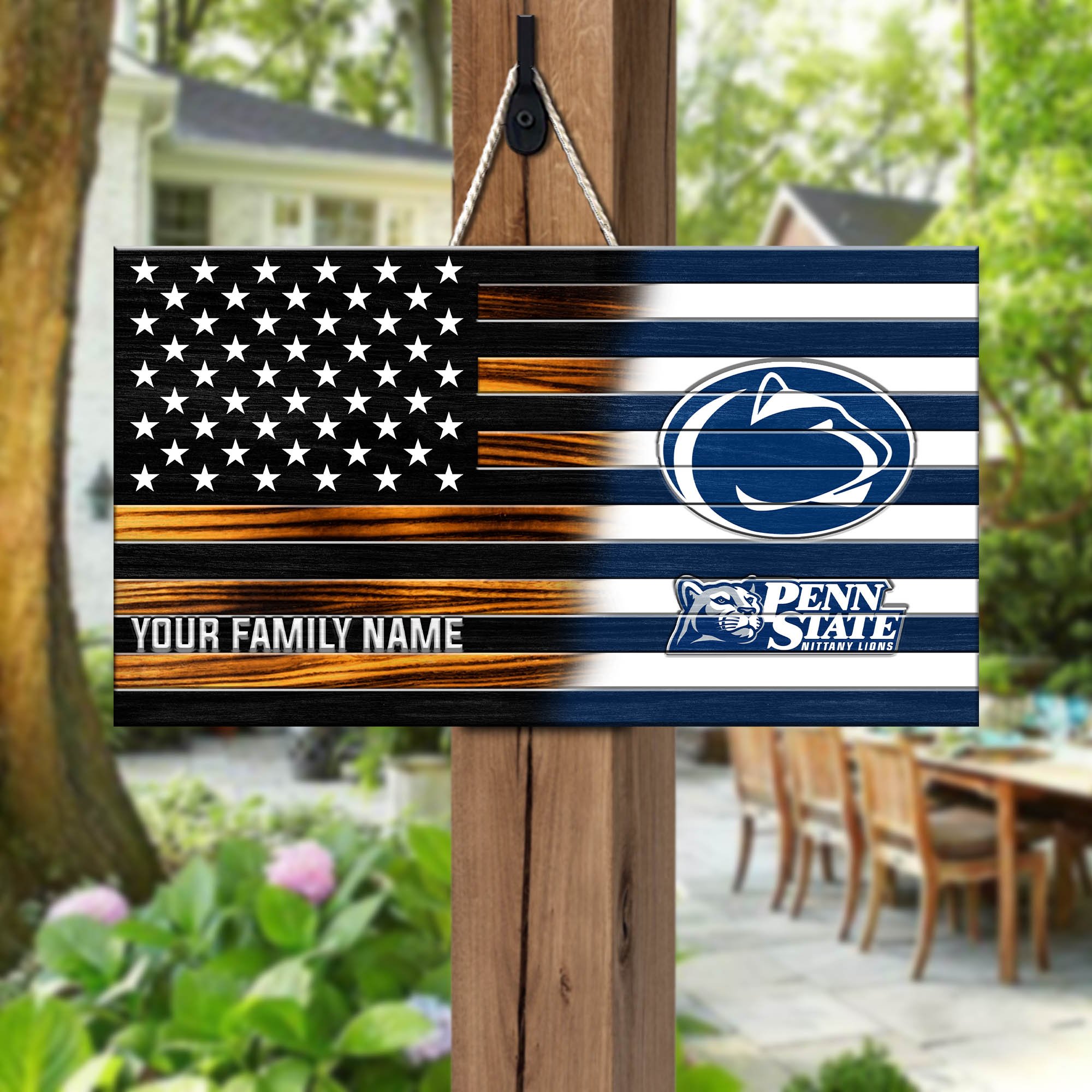 Penn State Nittany Lions Shape Wooden Sign 2024 Version Personalized Your Family Name, Sport Team Sign, Sport Decorations ETHY-51658