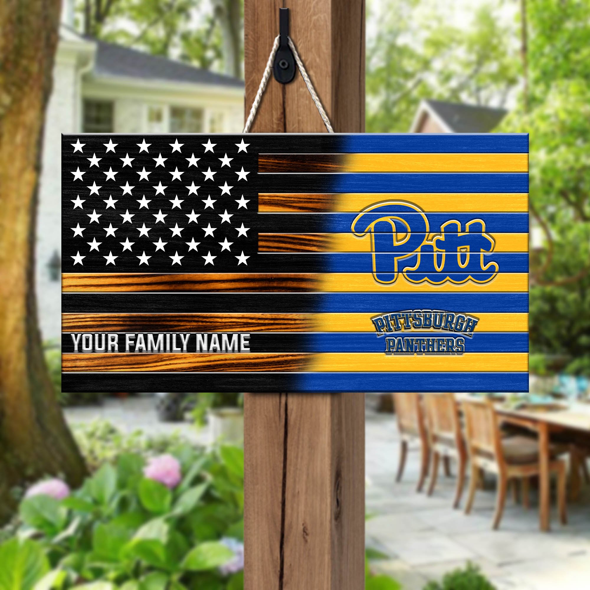 Pittsburgh Panthers Shape Wooden Sign 2024 Version Personalized Your Family Name, Sport Team Sign, Sport Decorations ETHY-51658