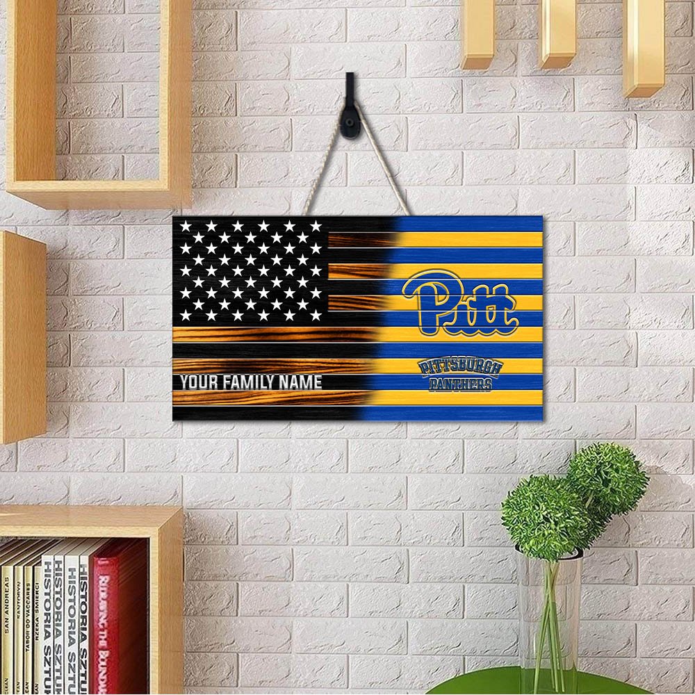 Alternative view of Pittsburgh Panthers Shape Wooden Sign 2024 Version Personalized Your Family Name, Sport Team Sign, Sport Decorations ETHY-51658