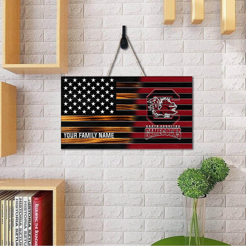 Alternative view of South Carolina Gamecocks Shape Wooden Sign 2024 Version Personalized Your Family Name, Sport Team Sign, Sport Decorations ETHY-51658