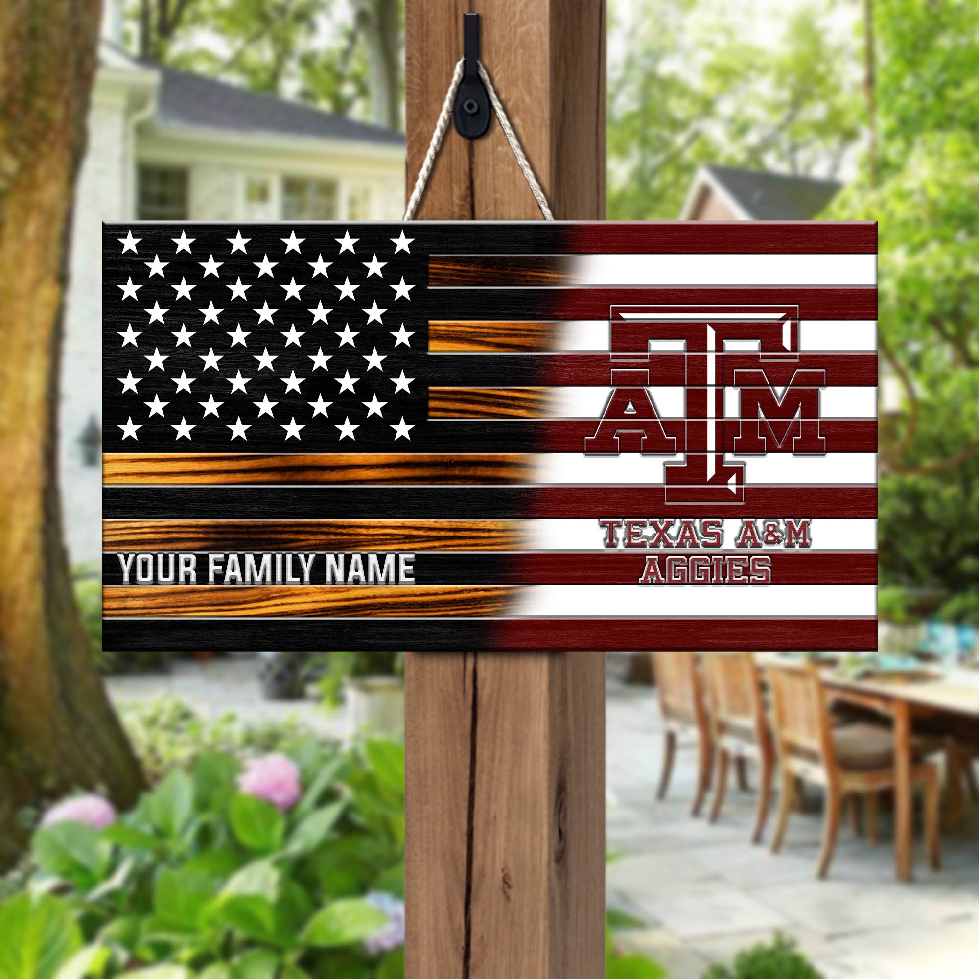 Texas A&M Aggies Shape Wooden Sign 2024 Version Personalized Your Family Name, Sport Team Sign, Sport Decorations ETHY-51658