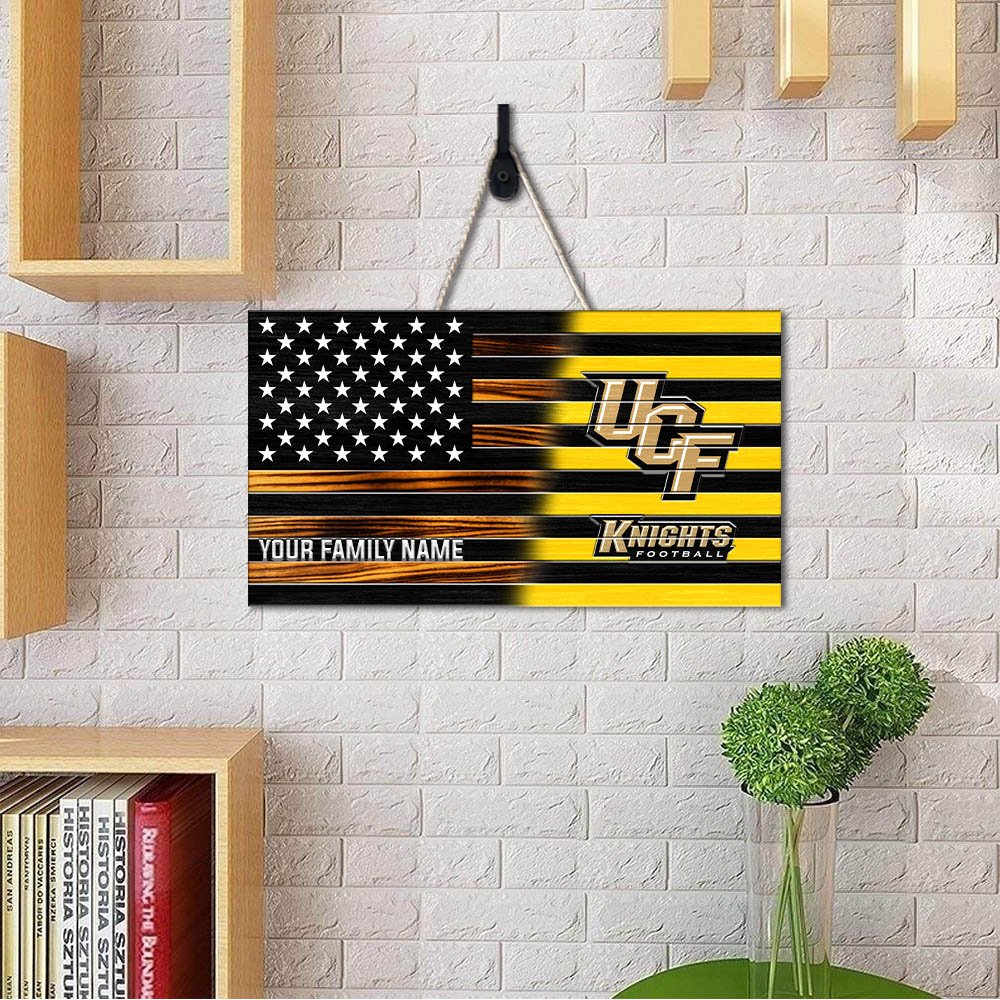 Alternative view of UCF Knights Shape Wooden Sign 2024 Version Personalized Your Family Name, Sport Team Sign, Sport Decorations ETHY-51658