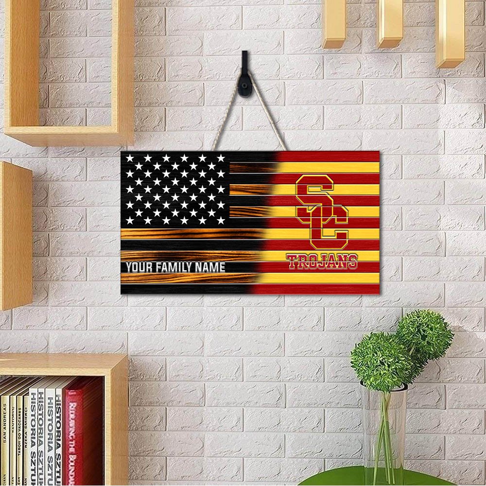 Alternative view of USC Trojans Shape Wooden Sign 2024 Version Personalized Your Family Name, Sport Team Sign, Sport Decorations ETHY-51658