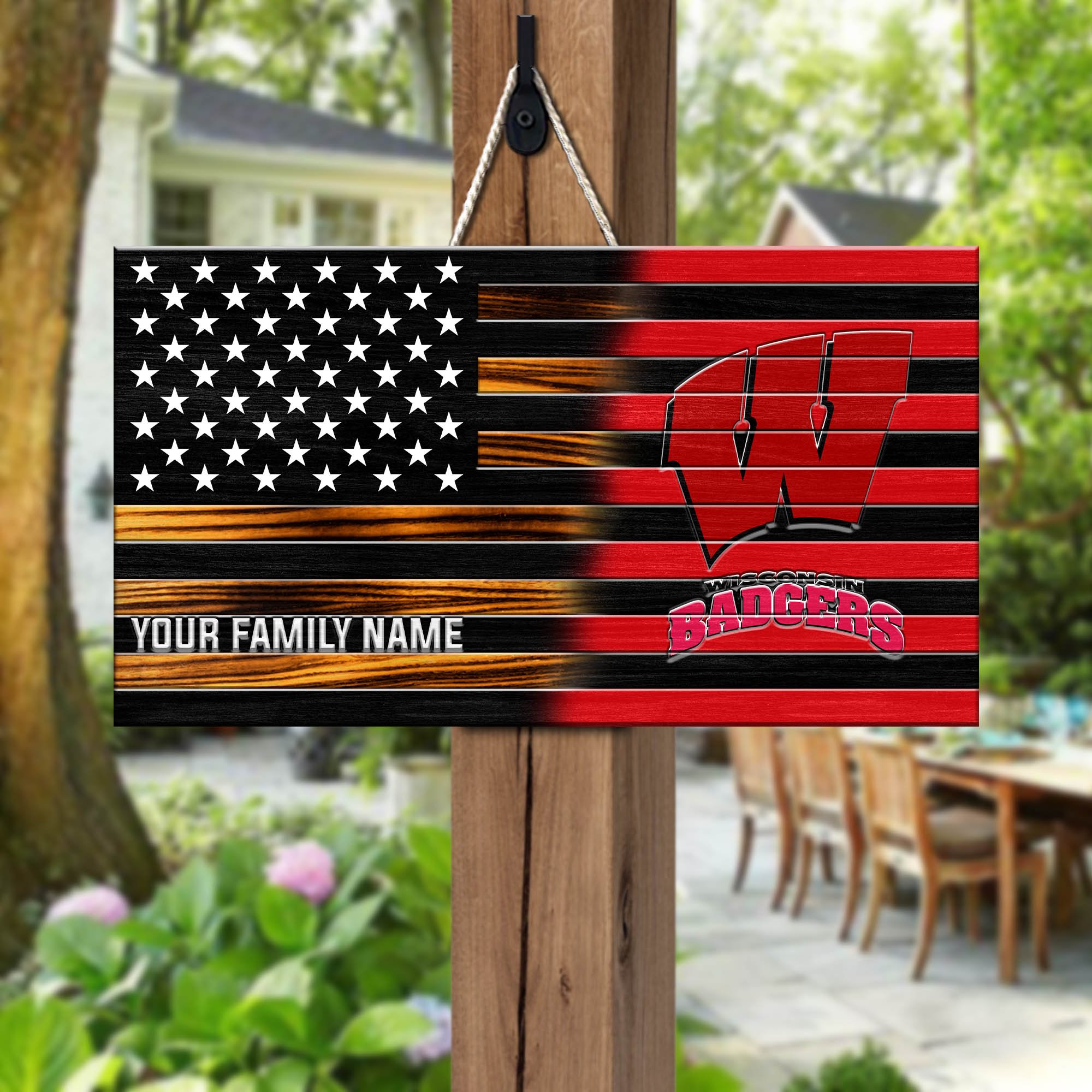 Wisconsin Badgers Shape Wooden Sign 2024 Version Personalized Your Family Name, Sport Team Sign, Sport Decorations ETHY-51658