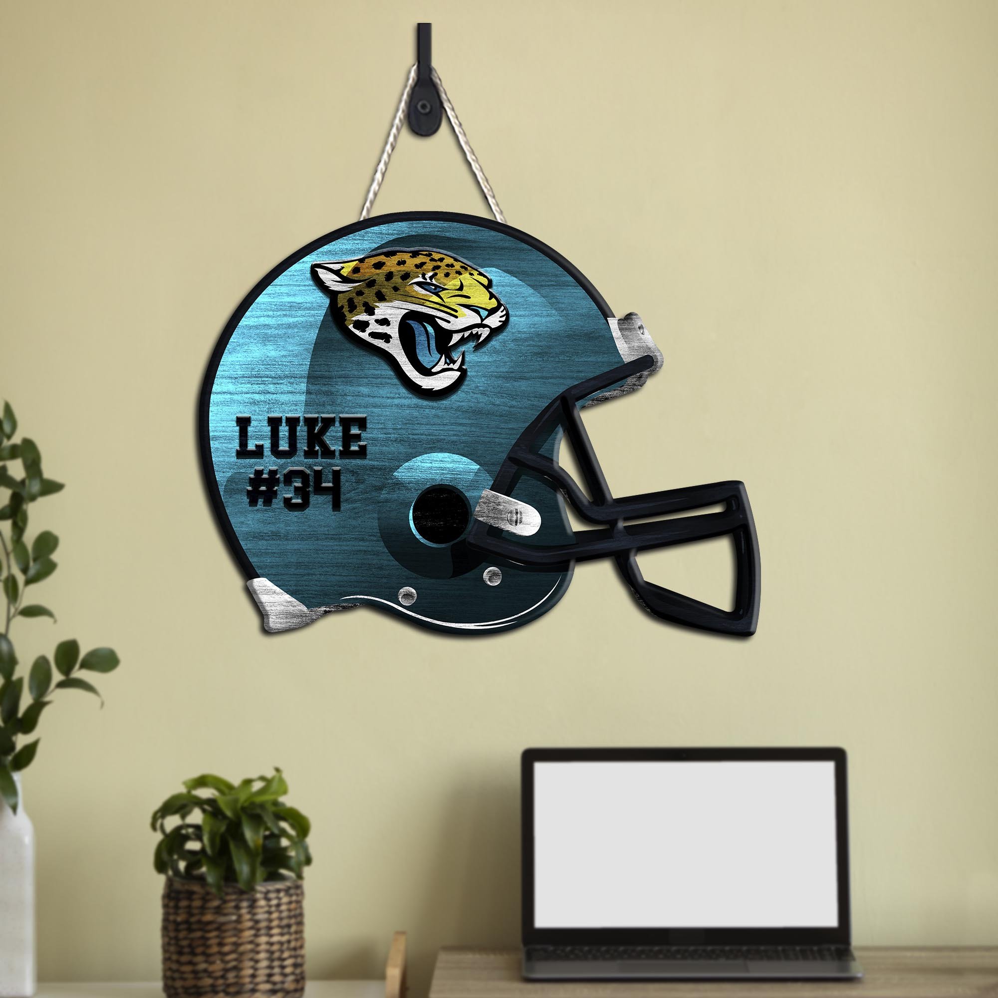 Jacksonville Jaguars Shape Wooden Sign 2024 Version Personalized Your Name And Number, Sport Team Wood Sign, Sport Gifts For Fans ETHY-51867