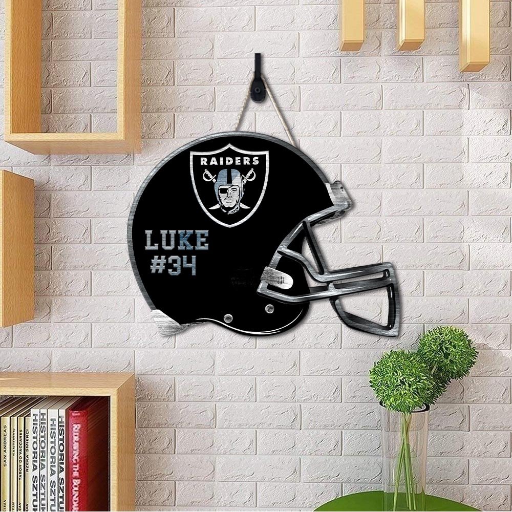 Alternative view of Las Vegas Raiders Shape Wooden Sign 2024 Version Personalized Your Name And Number, Sport Team Wood Sign, Sport Gifts For Fans ETHY-51867