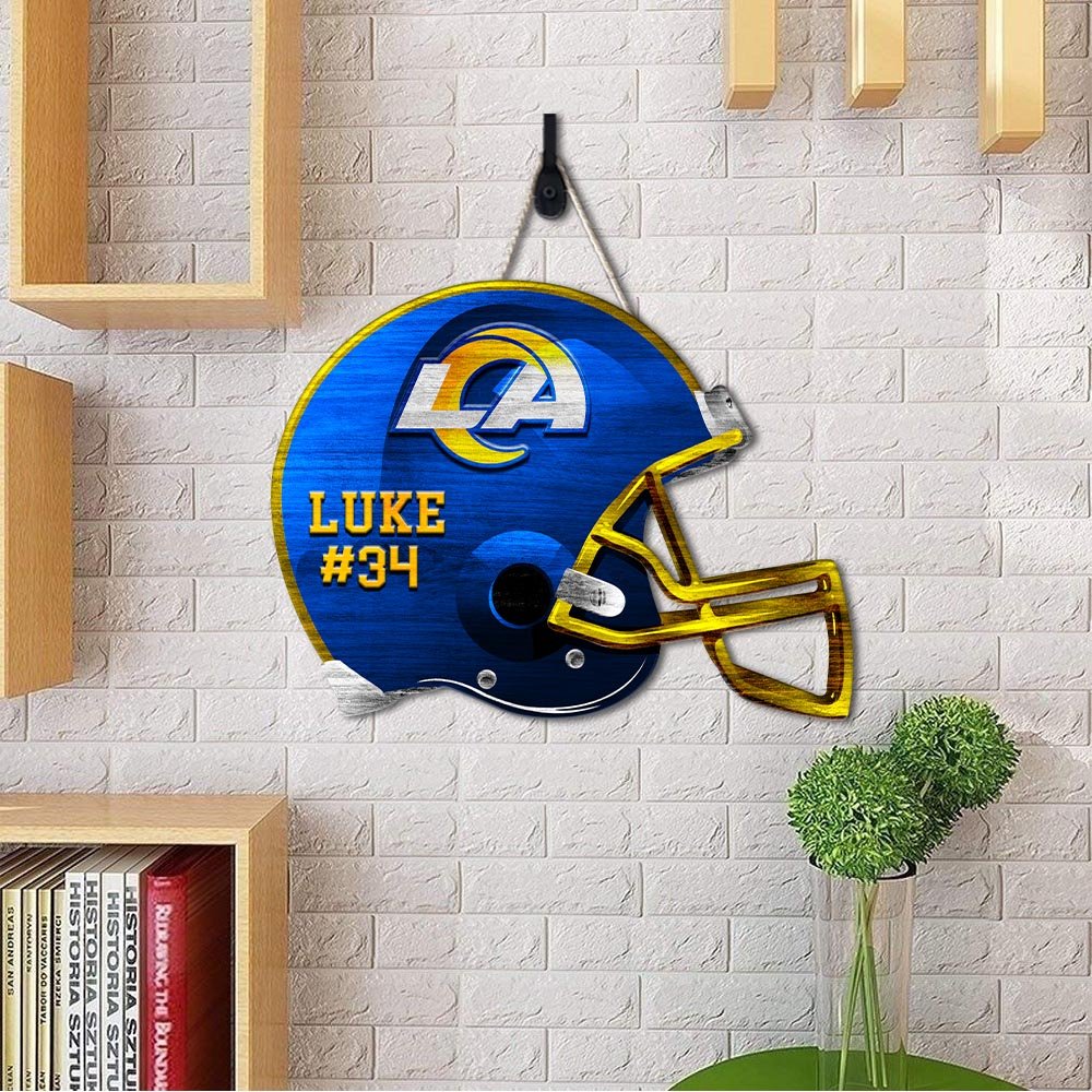 Alternative view of Los Angeles Rams Shape Wooden Sign 2024 Version Personalized Your Name And Number, Sport Team Wood Sign, Sport Gifts For Fans ETHY-51867