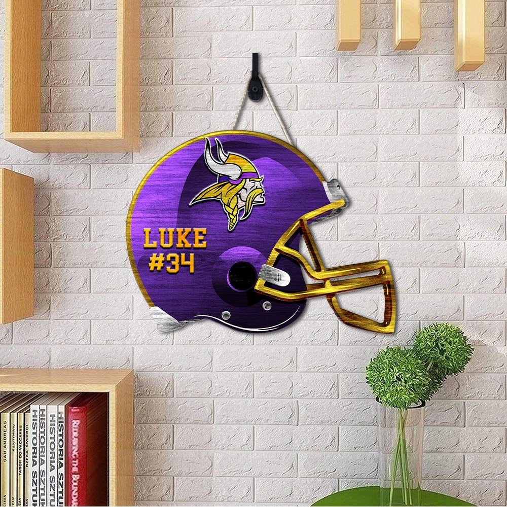 Alternative view of Minnesota Vikings Shape Wooden Sign 2024 Version Personalized Your Name And Number, Sport Team Wood Sign, Sport Gifts For Fans ETHY-51867