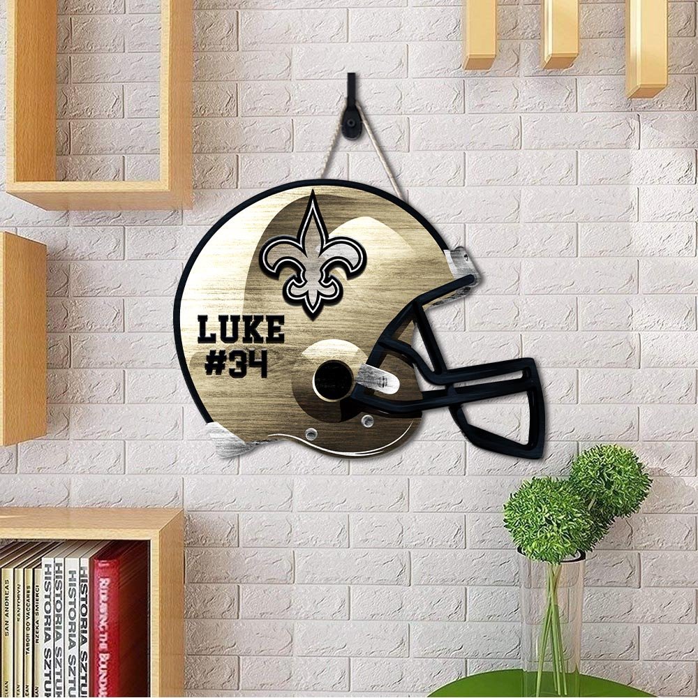Alternative view of New Orleans Saints Shape Wooden Sign 2024 Version Personalized Your Name And Number, Sport Team Wood Sign, Sport Gifts For Fans ETHY-51867