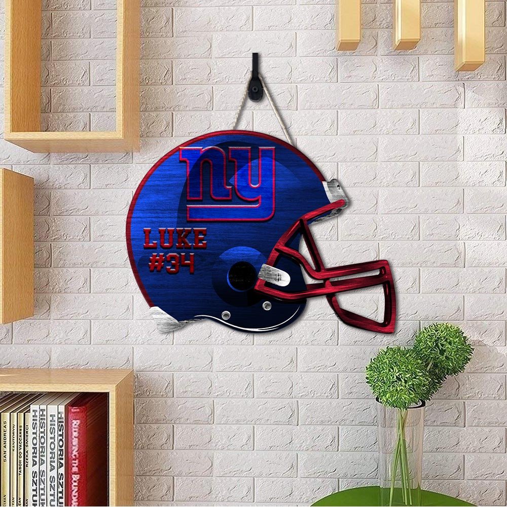 Alternative view of New York Giants Shape Wooden Sign 2024 Version Personalized Your Name And Number, Sport Team Wood Sign, Sport Gifts For Fans ETHY-51867