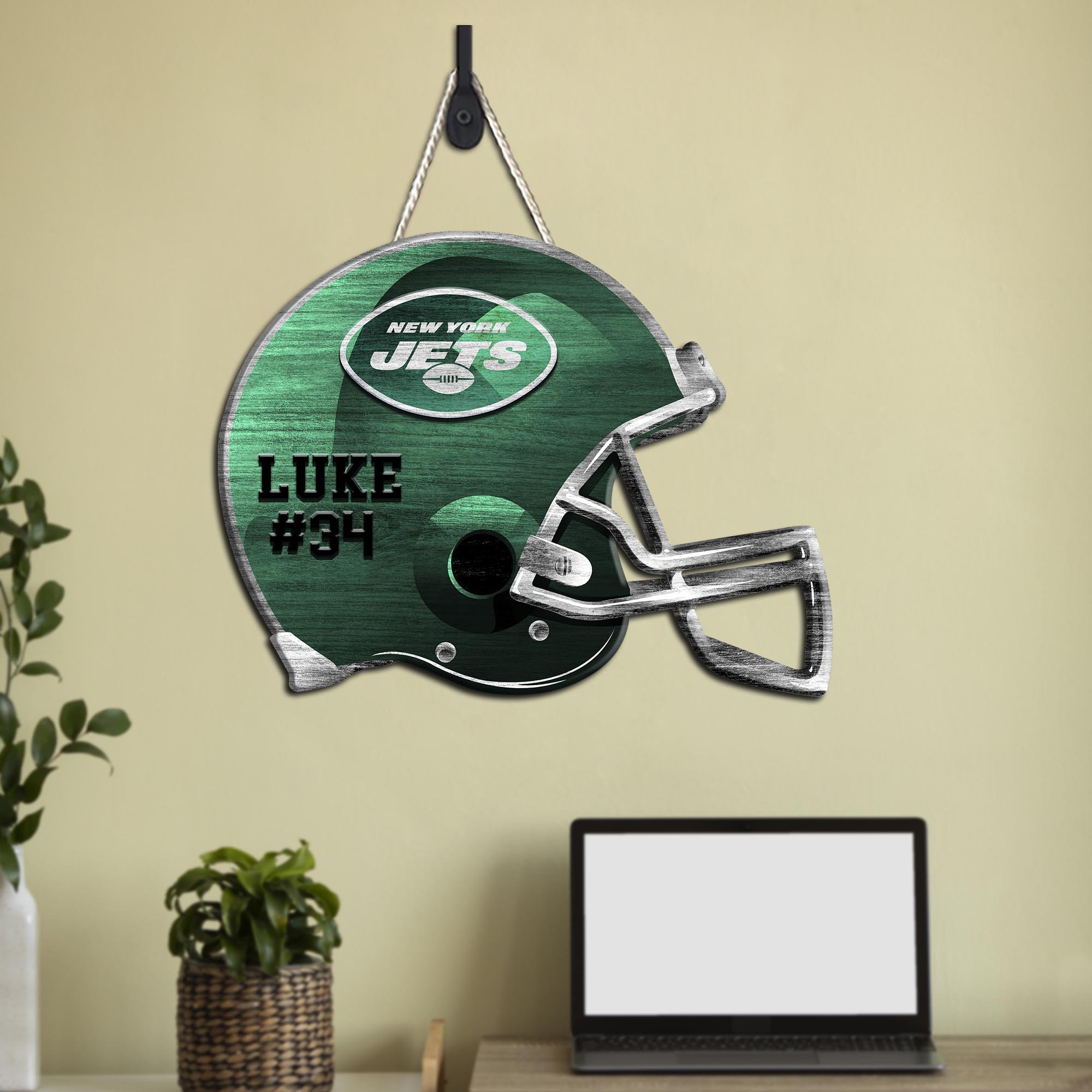 New York Jets Shape Wooden Sign 2024 Version Personalized Your Name And Number, Sport Team Wood Sign, Sport Gifts For Fans ETHY-51867