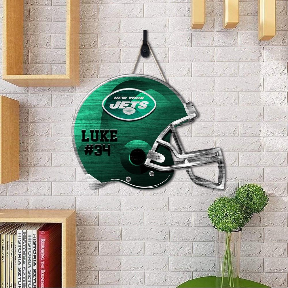 Alternative view of New York Jets Shape Wooden Sign 2024 Version Personalized Your Name And Number, Sport Team Wood Sign, Sport Gifts For Fans ETHY-51867