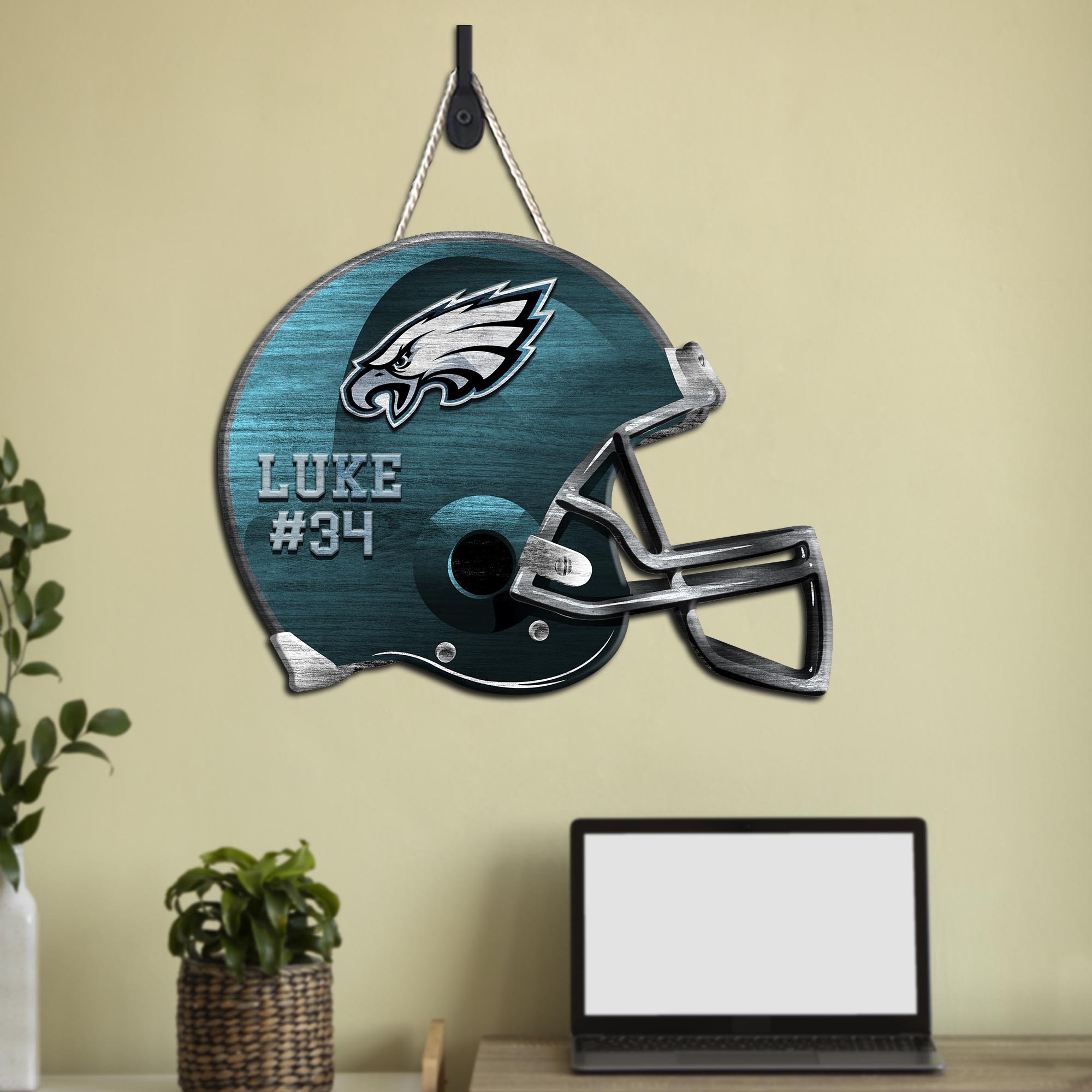 Philadelphia Eagles Shape Wooden Sign 2024 Version Personalized Your Name And Number, Sport Team Wood Sign, Sport Gifts For Fans ETHY-51867