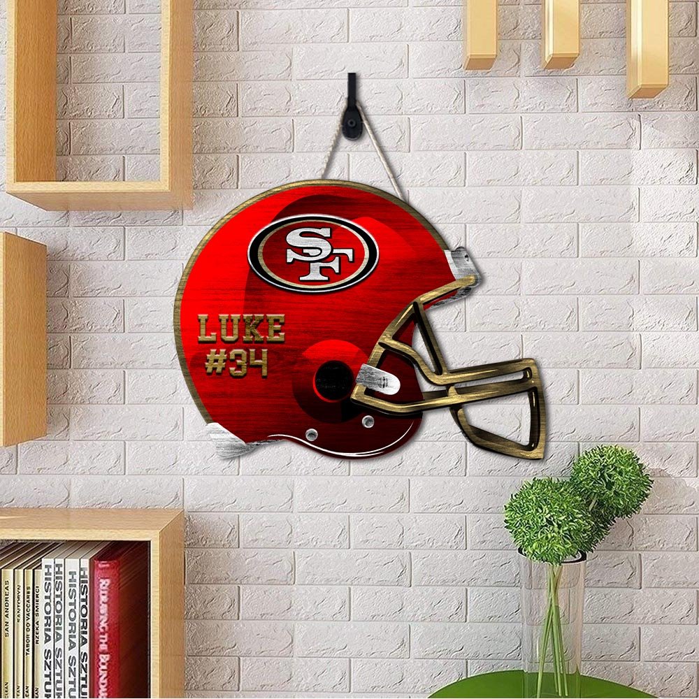 Alternative view of San Francisco 49ers Shape Wooden Sign 2024 Version Personalized Your Name And Number, Sport Team Wood Sign, Sport Gifts For Fans ETHY-51867