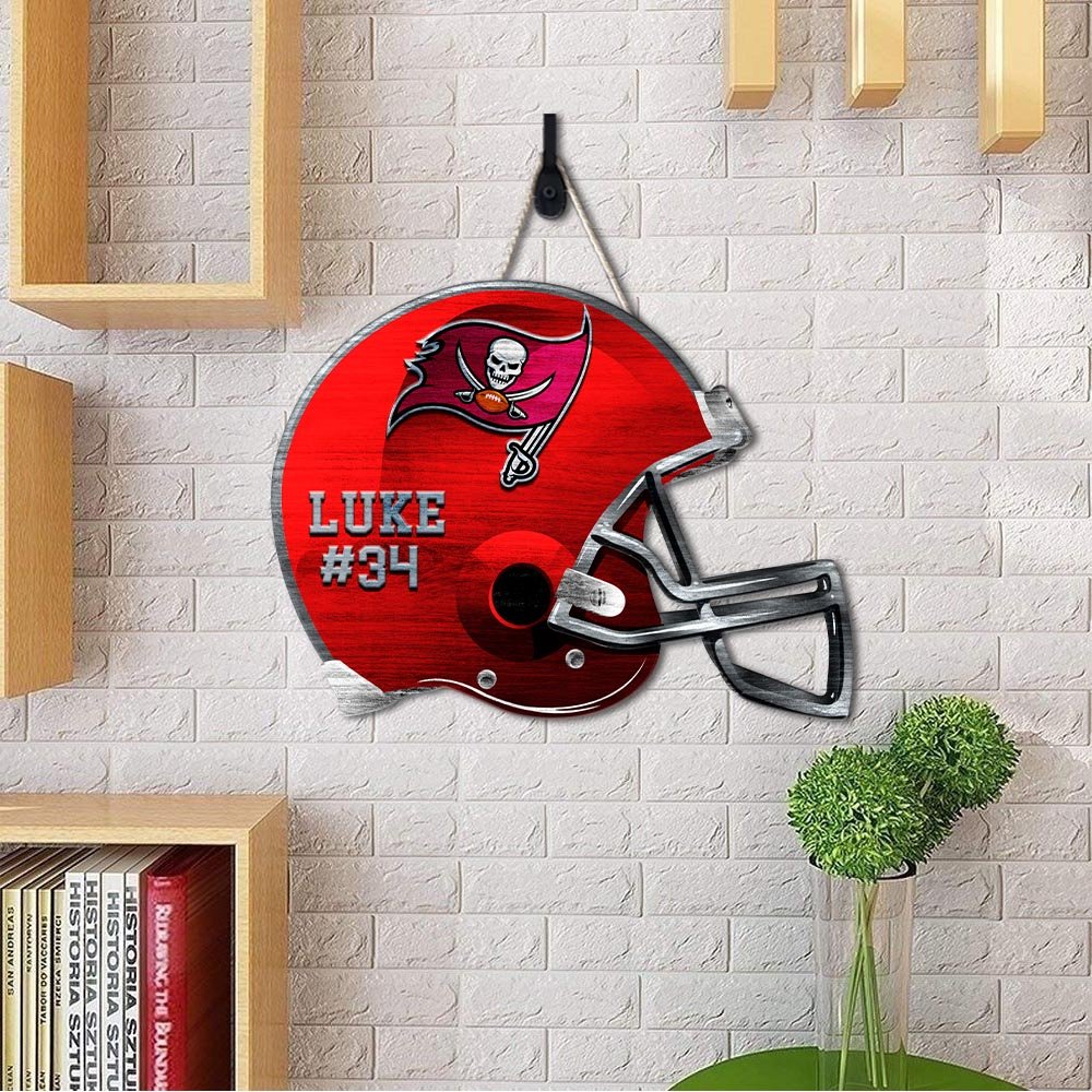 Alternative view of Tampa Bay Buccaneers Shape Wooden Sign 2024 Version Personalized Your Name And Number, Sport Team Wood Sign, Sport Gifts For Fans ETHY-51867