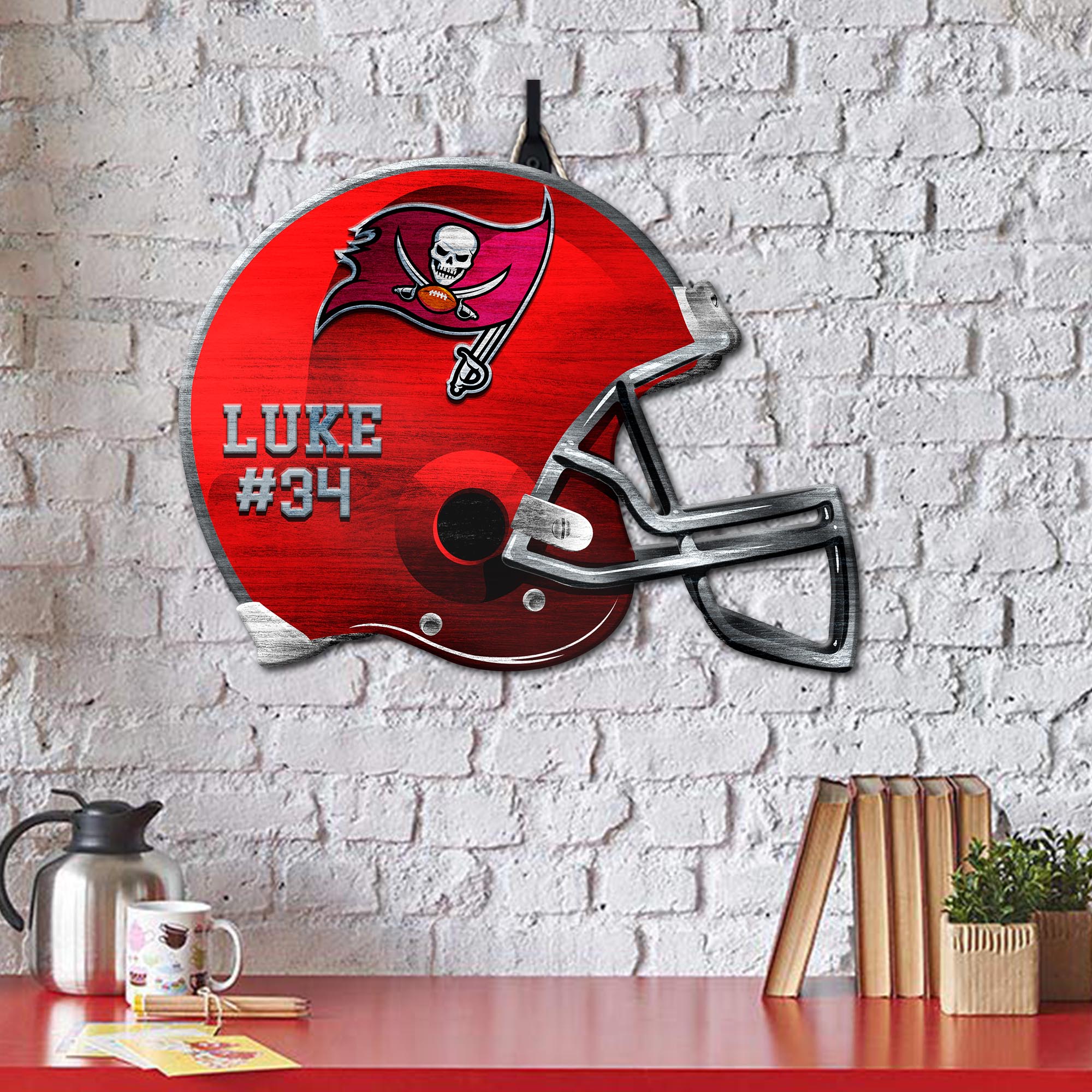 Tampa Bay Buccaneers Shape Wooden Sign 2024 Version Personalized Your Name And Number, Sport Team Wood Sign, Sport Gifts For Fans ETHY-51867 - Image 4