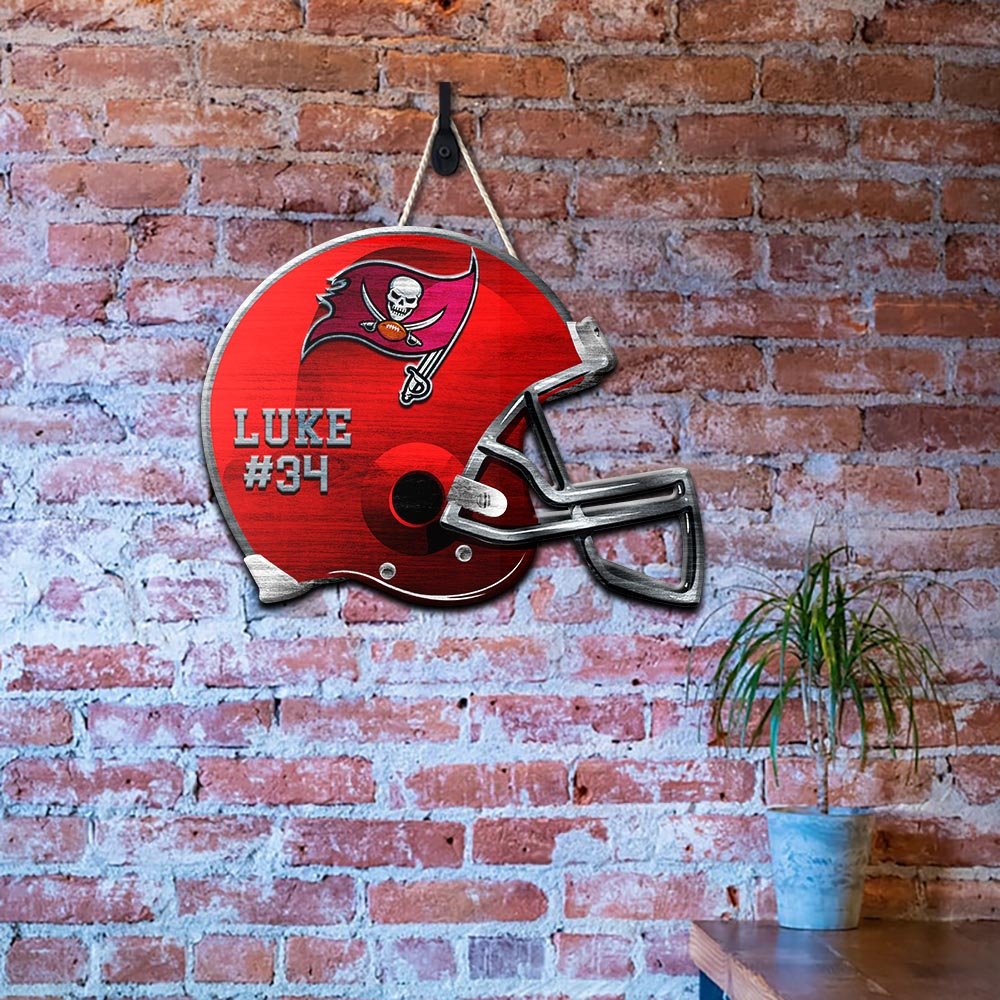 Tampa Bay Buccaneers Shape Wooden Sign 2024 Version Personalized Your Name And Number, Sport Team Wood Sign, Sport Gifts For Fans ETHY-51867 - Image 5