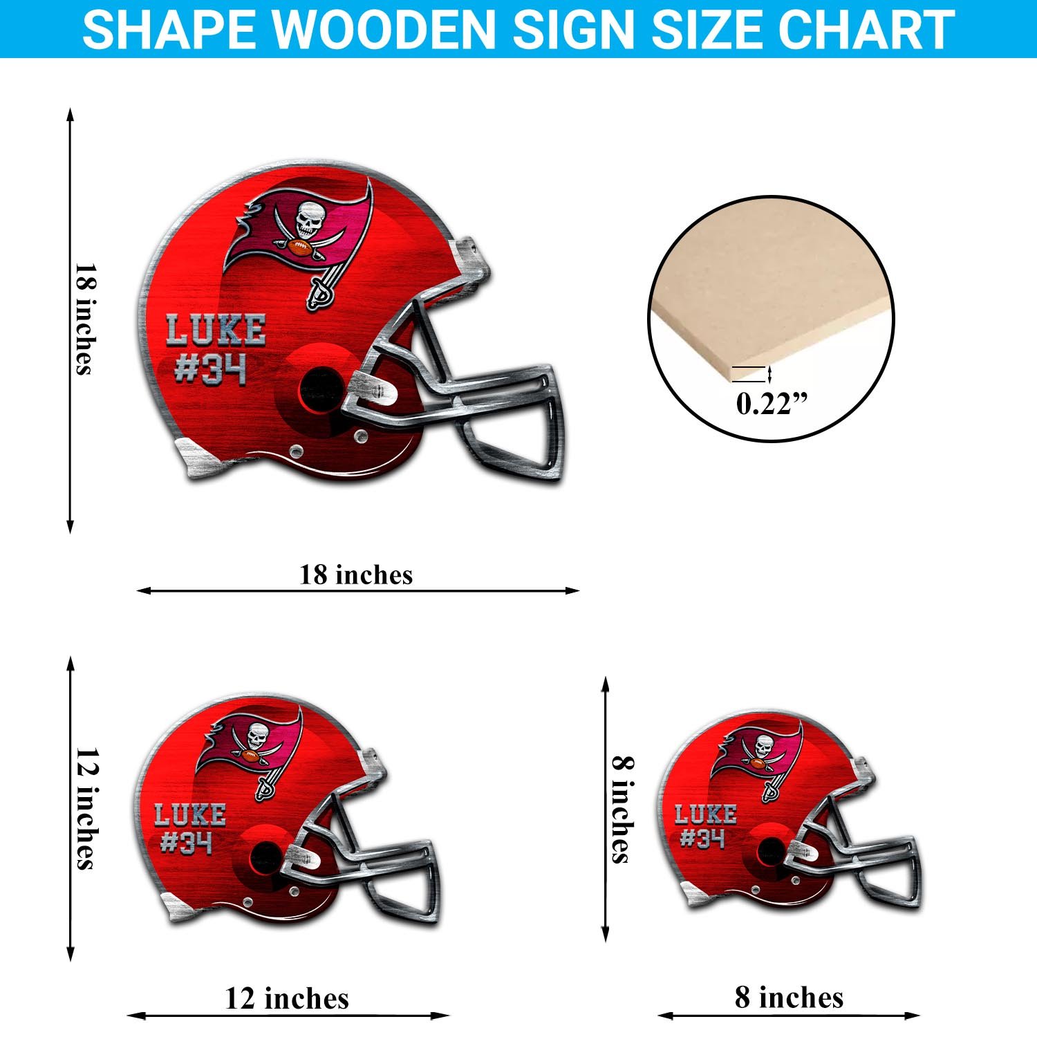 Tampa Bay Buccaneers Shape Wooden Sign 2024 Version Personalized Your Name And Number, Sport Team Wood Sign, Sport Gifts For Fans ETHY-51867 - Image 6