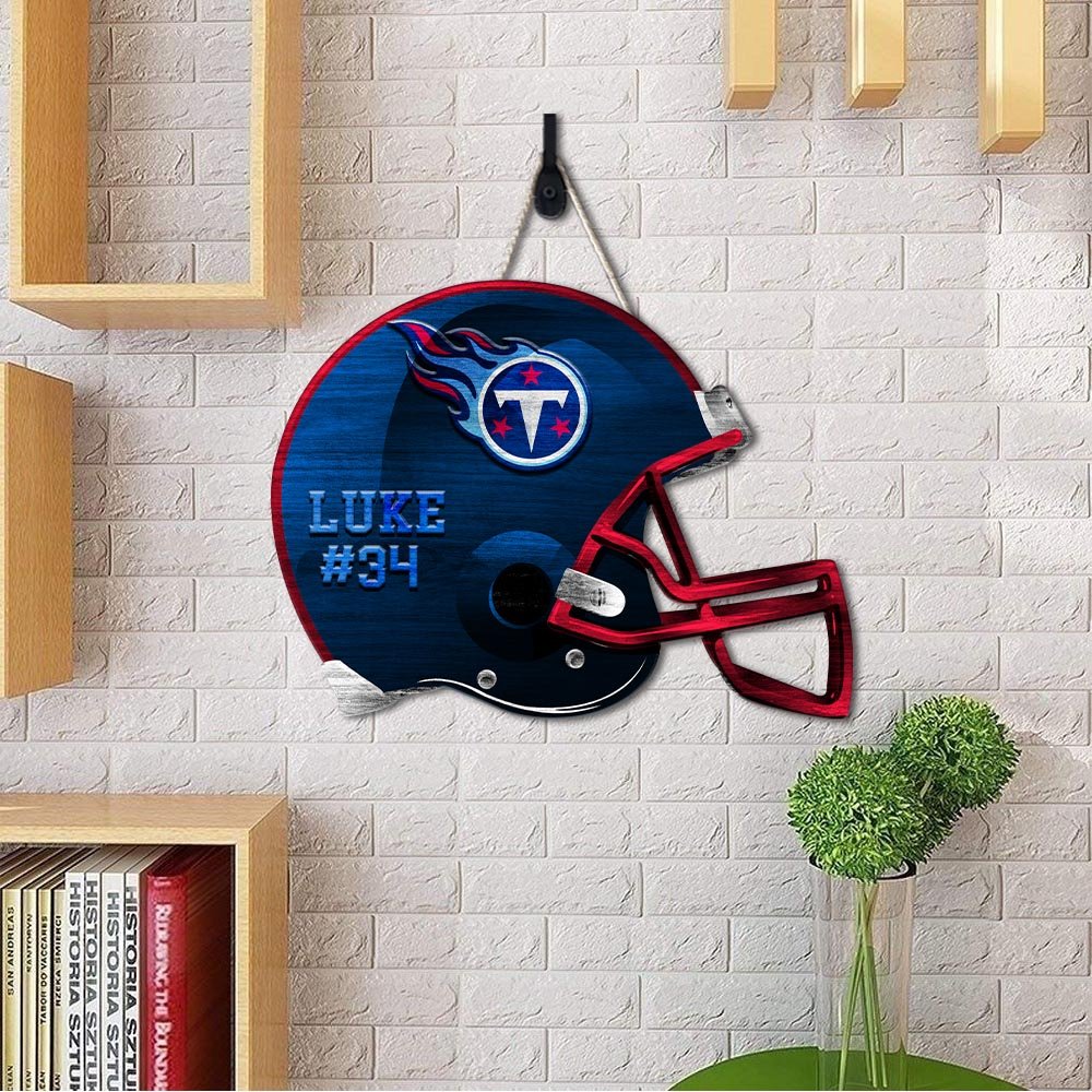 Alternative view of Tennessee Titans Shape Wooden Sign 2024 Version Personalized Your Name And Number, Sport Team Wood Sign, Sport Gifts For Fans ETHY-51867