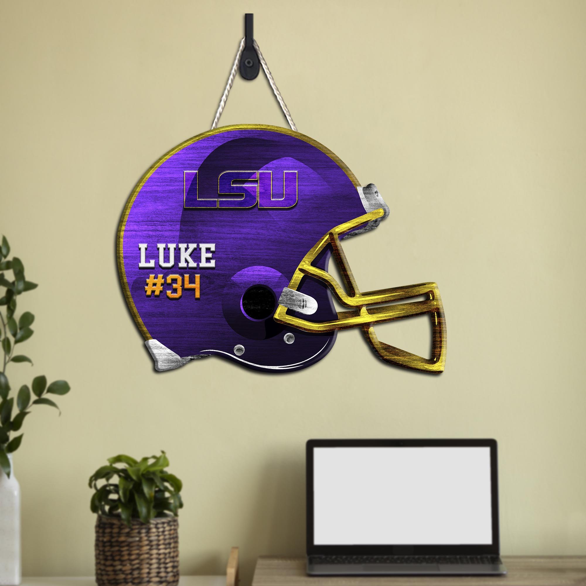 LSU TIGERS Shape Wooden Sign 2024 Version Personalized Your Name And Number, Sport Team Wood Sign, Sport Gifts For Fans ETHY-51867
