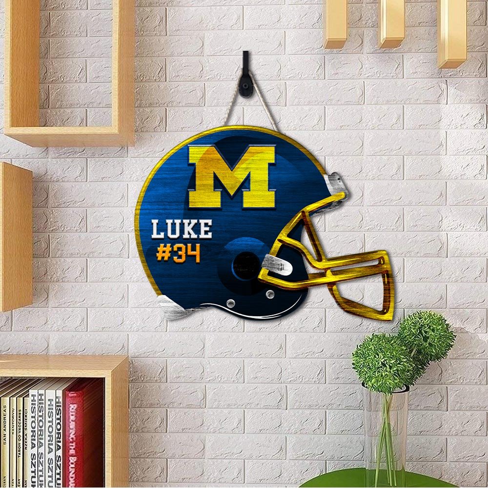 Alternative view of Michigan Wolverines Shape Wooden Sign 2024 Version Personalized Your Name And Number, Sport Team Wood Sign, Sport Gifts For Fans ETHY-51867