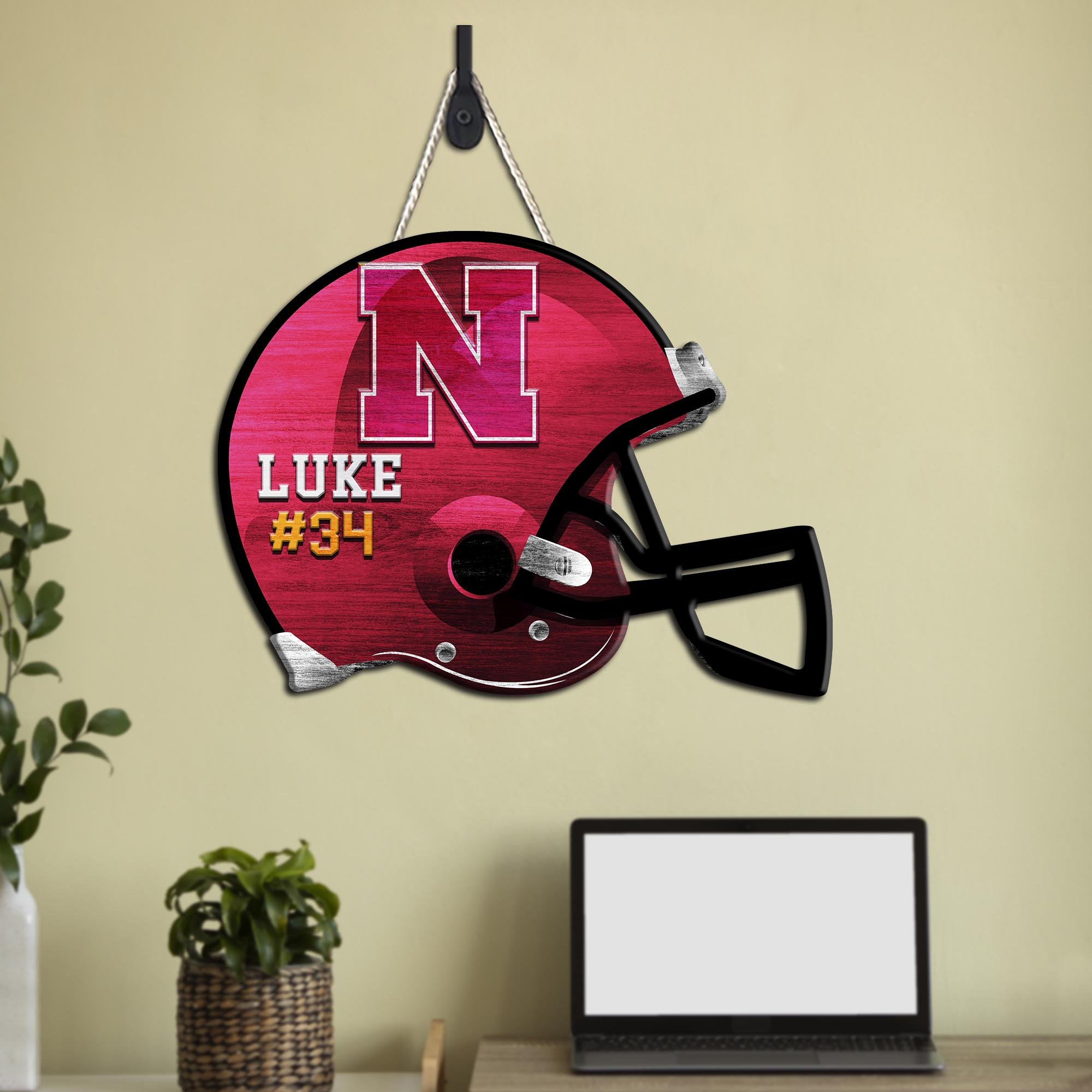Nebraska Cornhuskers Shape Wooden Sign 2024 Version Personalized Your Name And Number, Sport Team Wood Sign, Sport Gifts For Fans ETHY-51867