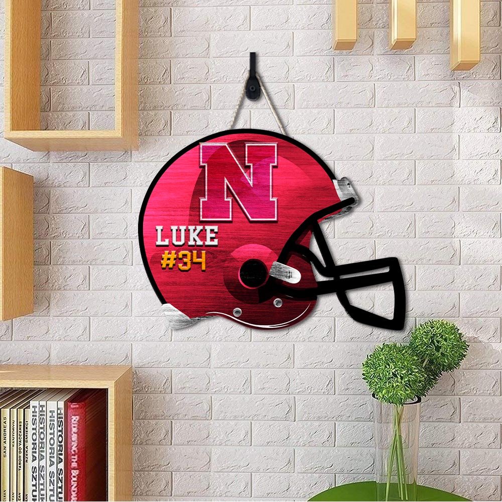 Alternative view of Nebraska Cornhuskers Shape Wooden Sign 2024 Version Personalized Your Name And Number, Sport Team Wood Sign, Sport Gifts For Fans ETHY-51867