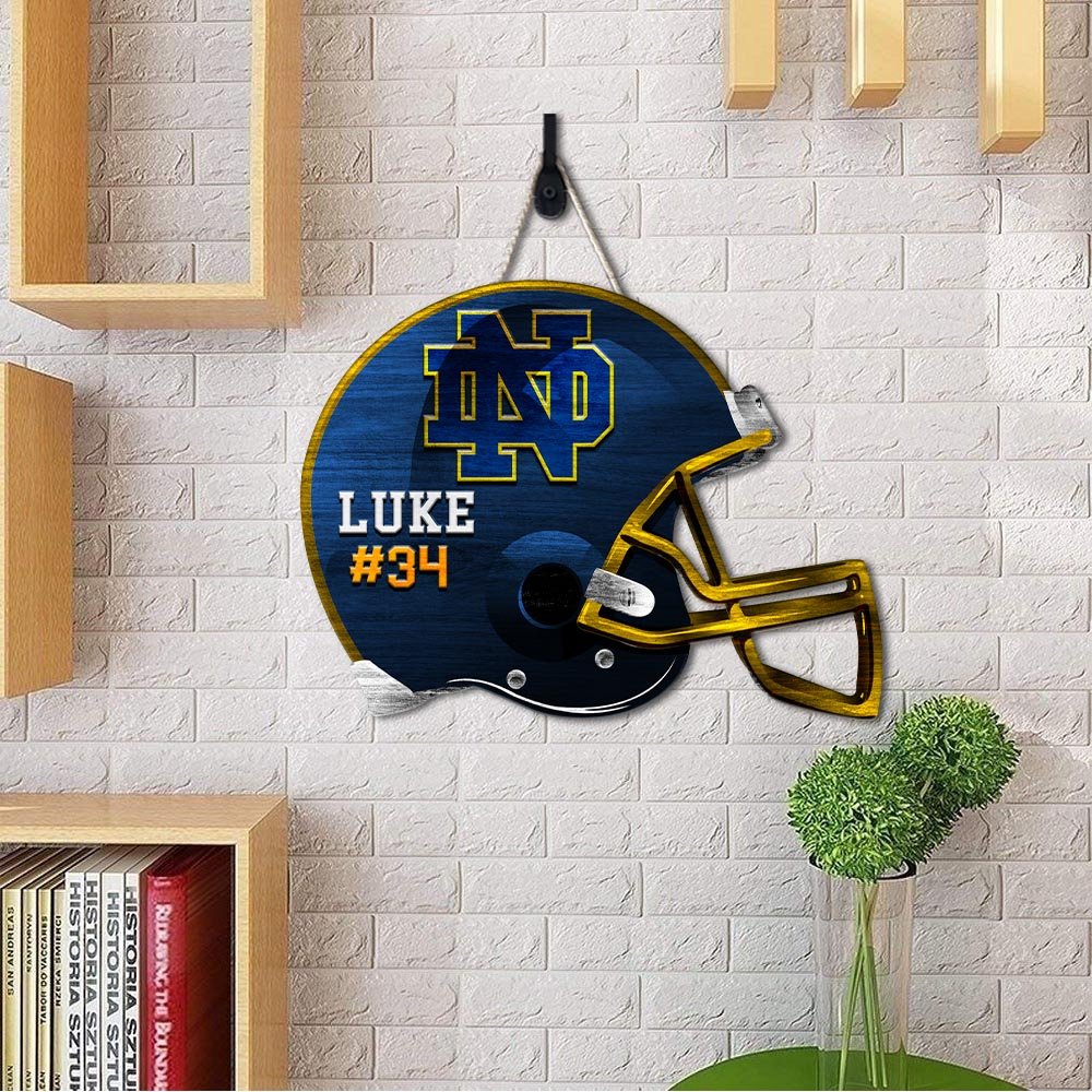 Alternative view of Notre Dame Fighting Irish Shape Wooden Sign 2024 Version Personalized Your Name And Number, Sport Team Wood Sign, Sport Gifts For Fans ETHY-51867