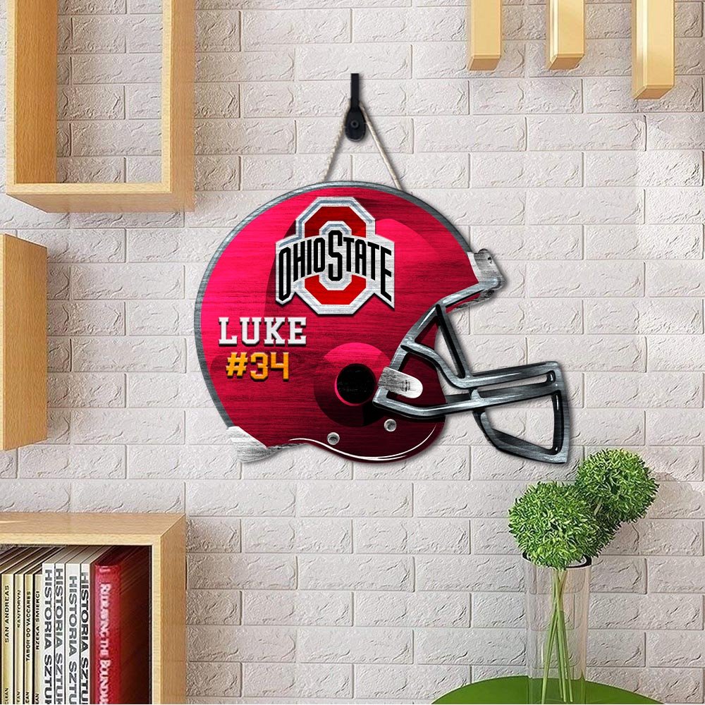 Alternative view of Ohio State Buckeyes Shape Wooden Sign 2024 Version Personalized Your Name And Number, Sport Team Wood Sign, Sport Gifts For Fans ETHY-51867