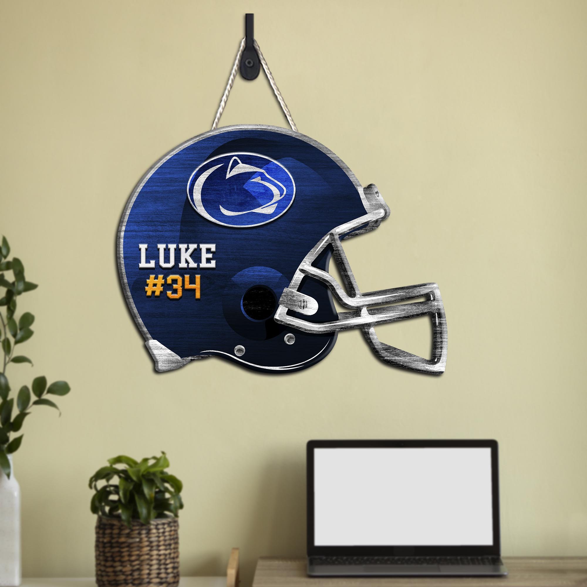Penn State Nittany Lions Shape Wooden Sign 2024 Version Personalized Your Name And Number, Sport Team Wood Sign, Sport Gifts For Fans ETHY-51867