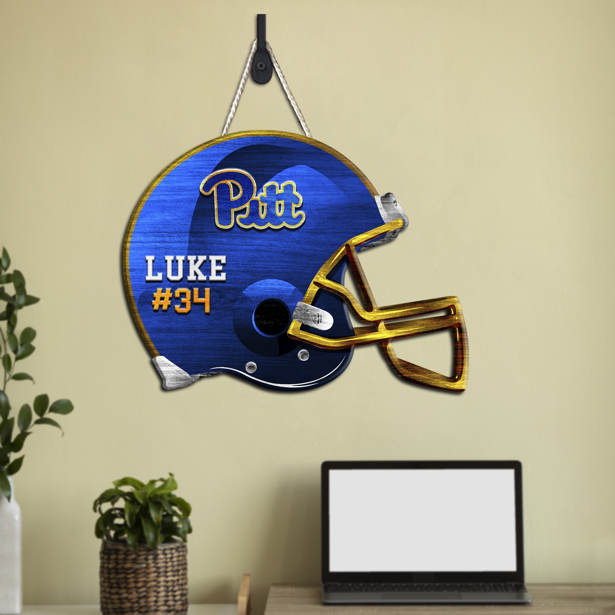 Pittsburgh Panthers Shape Wooden Sign 2024 Version Personalized Your Name And Number, Sport Team Wood Sign, Sport Gifts For Fans ETHY-51867