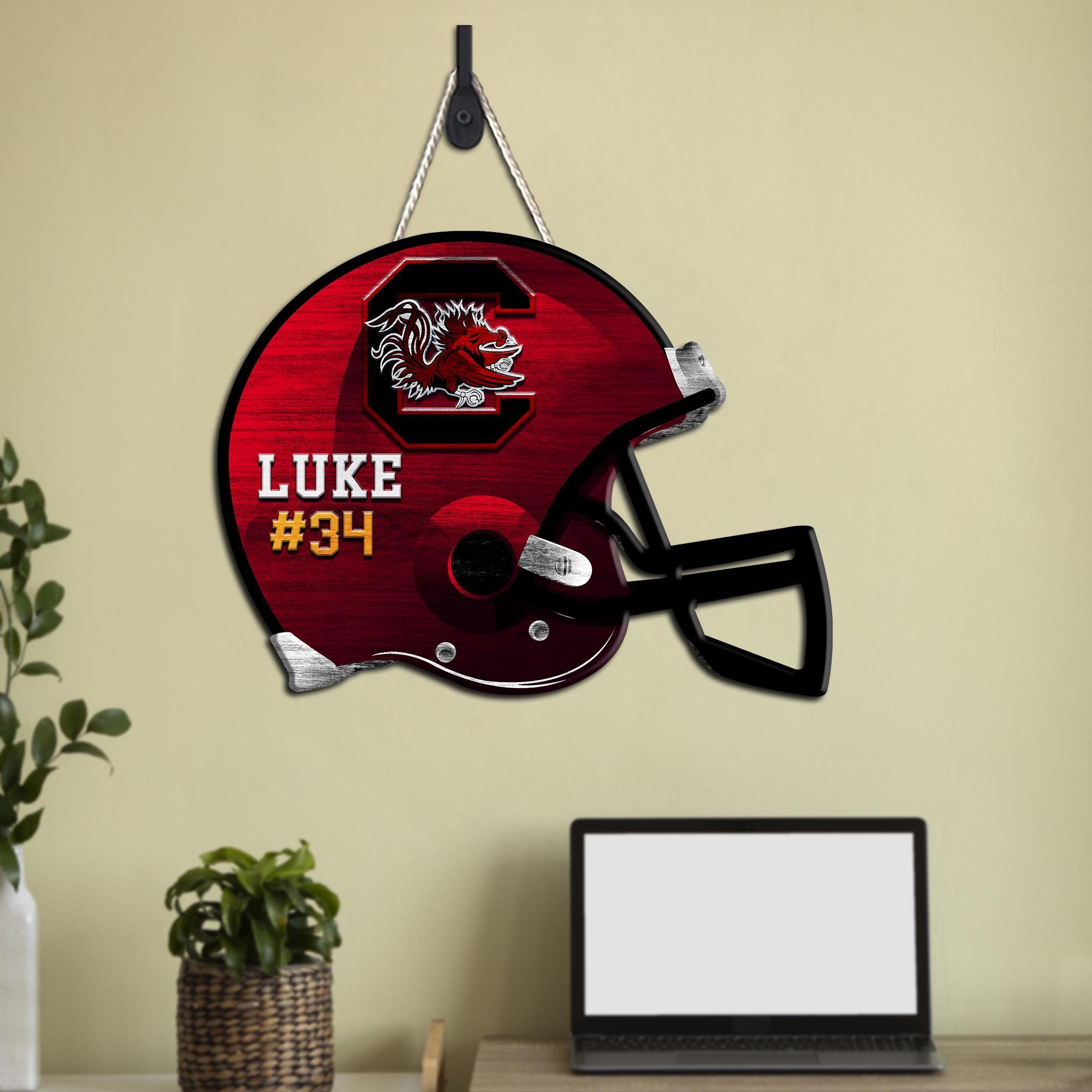 South Carolina Gamecocks Shape Wooden Sign 2024 Version Personalized Your Name And Number, Sport Team Wood Sign, Sport Gifts For Fans ETHY-51867
