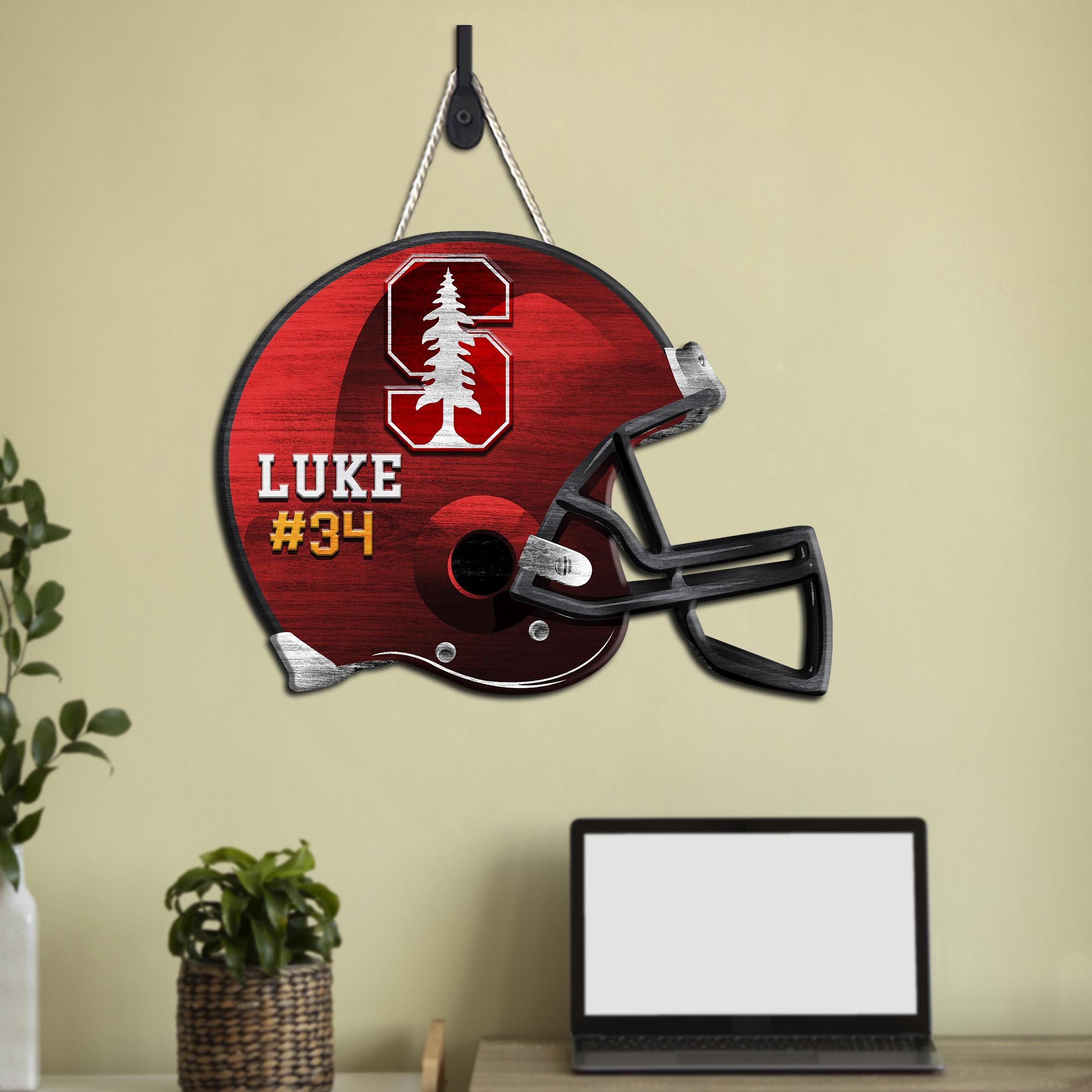 Stanford Cardinal Shape Wooden Sign 2024 Version Personalized Your Name And Number, Sport Team Wood Sign, Sport Gifts For Fans ETHY-51867