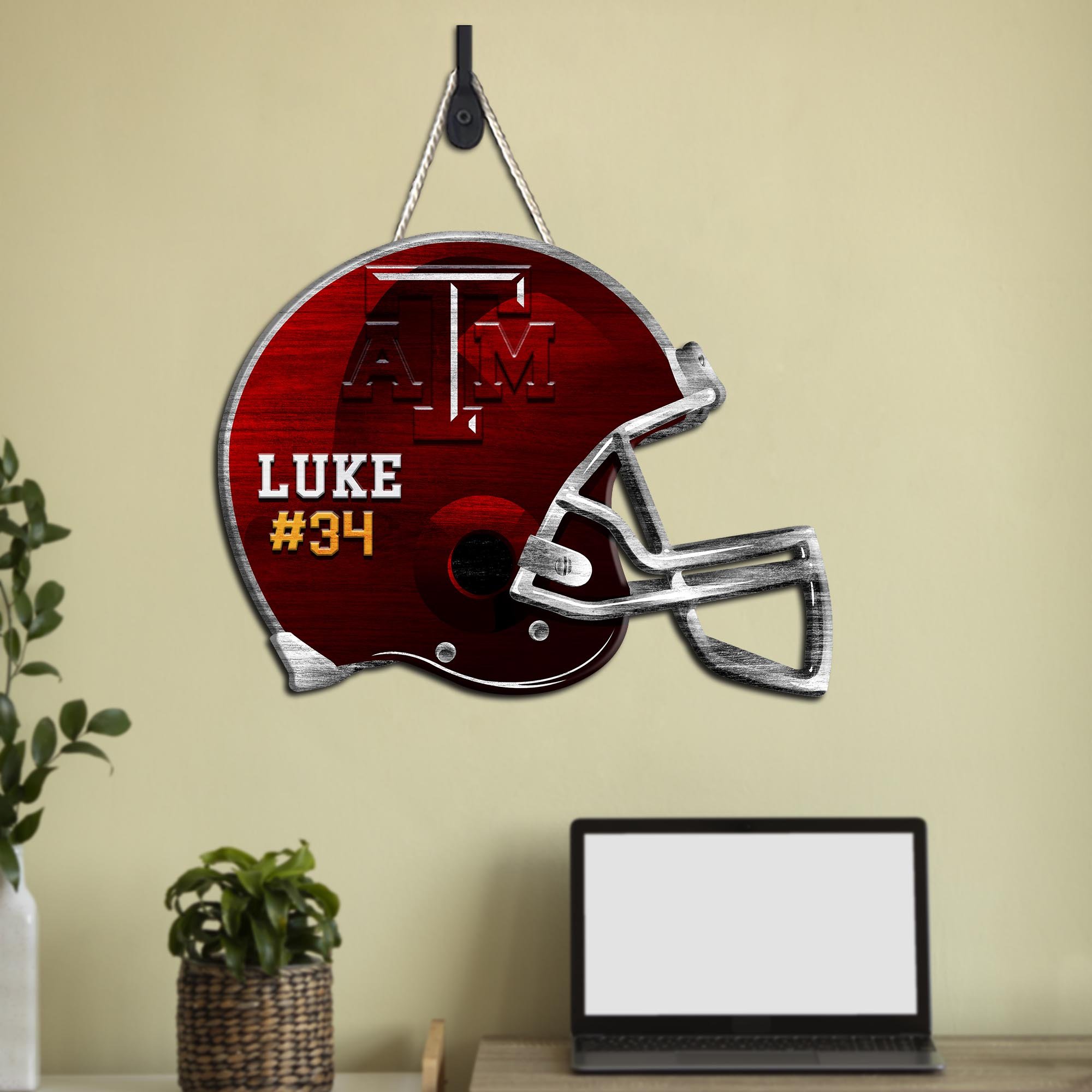 Texas A&M Aggies Shape Wooden Sign 2024 Version Personalized Your Name And Number, Sport Team Wood Sign, Sport Gifts For Fans ETHY-51867