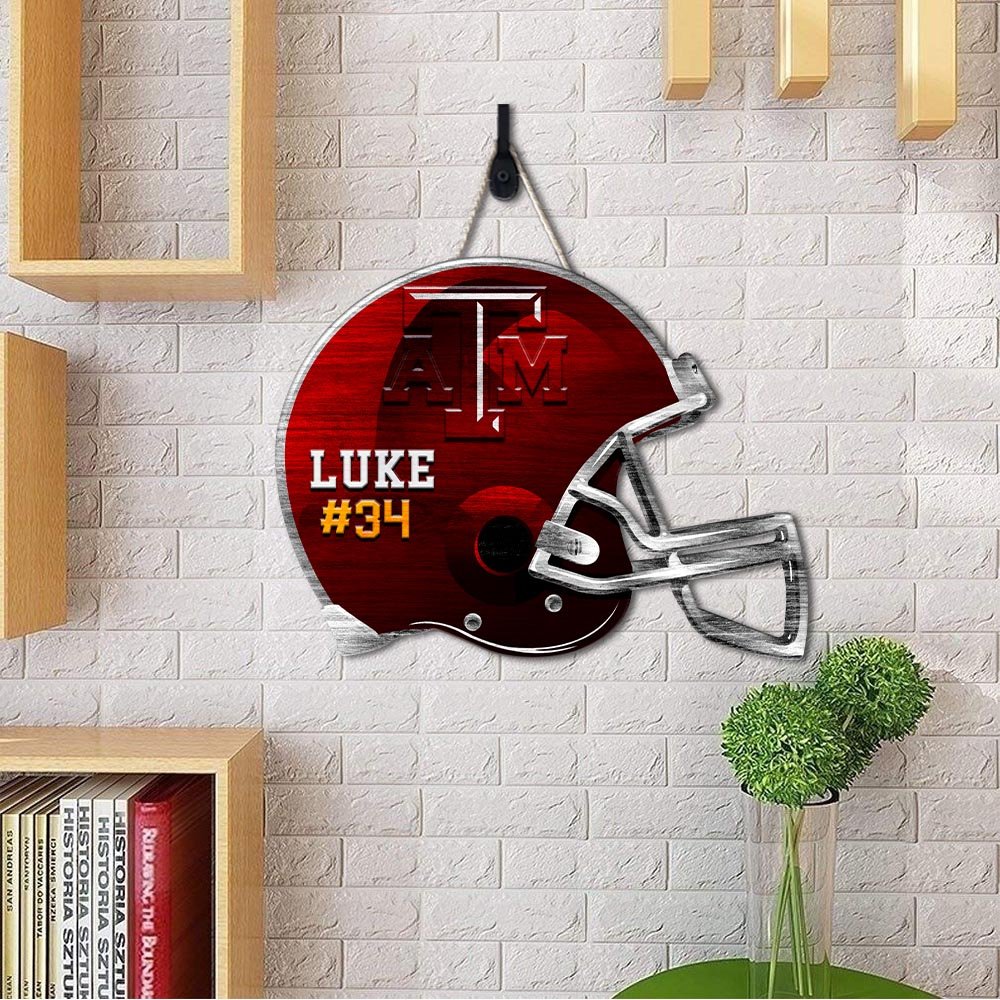 Alternative view of Texas A&M Aggies Shape Wooden Sign 2024 Version Personalized Your Name And Number, Sport Team Wood Sign, Sport Gifts For Fans ETHY-51867