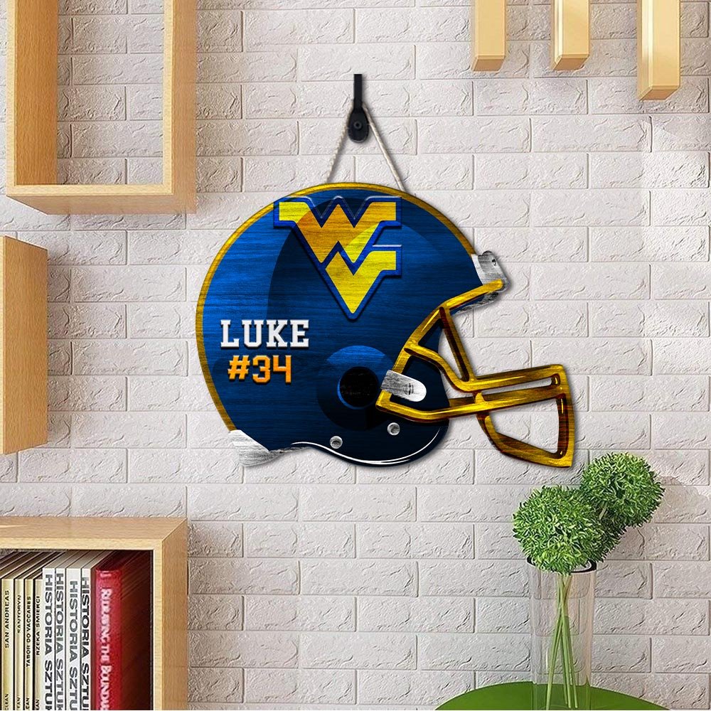 Alternative view of West Virginia Mountaineers Shape Wooden Sign 2024 Version Personalized Your Name And Number, Sport Team Wood Sign, Sport Gifts For Fans ETHY-51867
