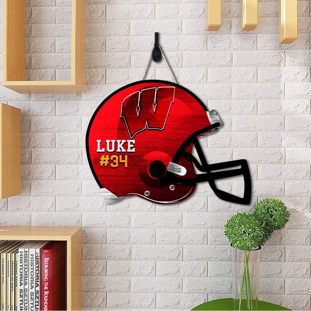 Alternative view of Wisconsin Badgers Shape Wooden Sign 2024 Version Personalized Your Name And Number, Sport Team Wood Sign, Sport Gifts For Fans ETHY-51867