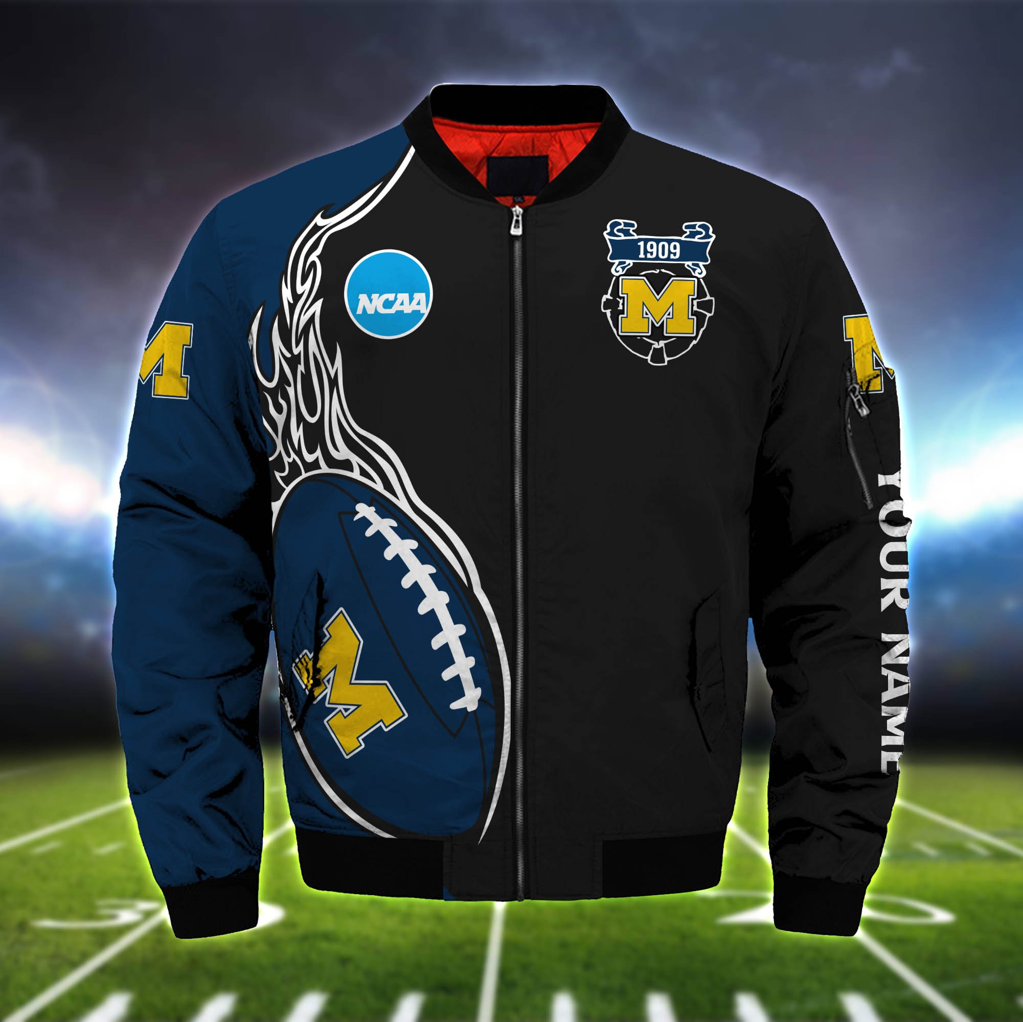 Alternative view of Michigan Wolverines Bomber Jacket 2024 Version Custom Your Name, Bomber Jacket For Foorball Lovers, Sport Gifts ETHY-52924