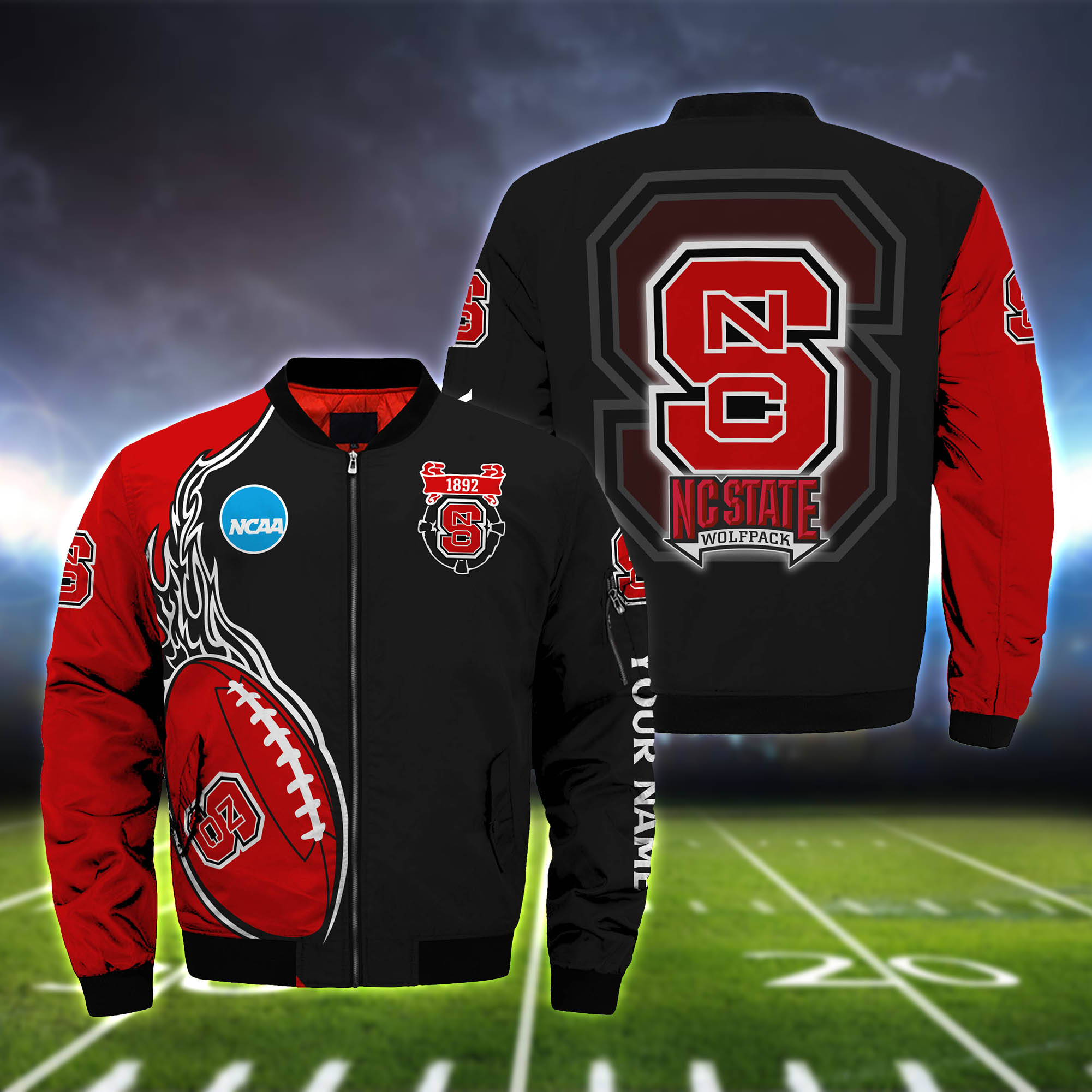 NC State Wolfpack Bomber Jacket 2024 Version Custom Your Name, Bomber Jacket For Foorball Lovers, Sport Gifts ETHY-52924