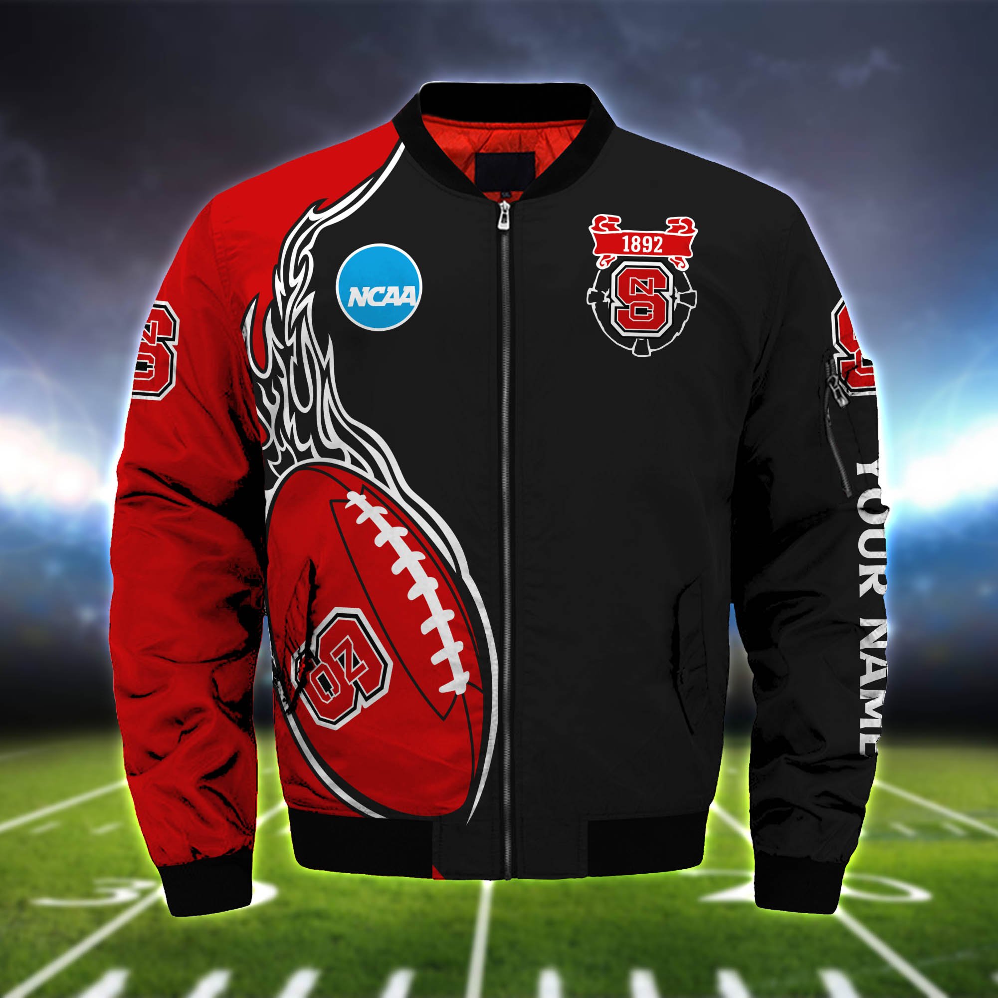 Alternative view of NC State Wolfpack Bomber Jacket 2024 Version Custom Your Name, Bomber Jacket For Foorball Lovers, Sport Gifts ETHY-52924