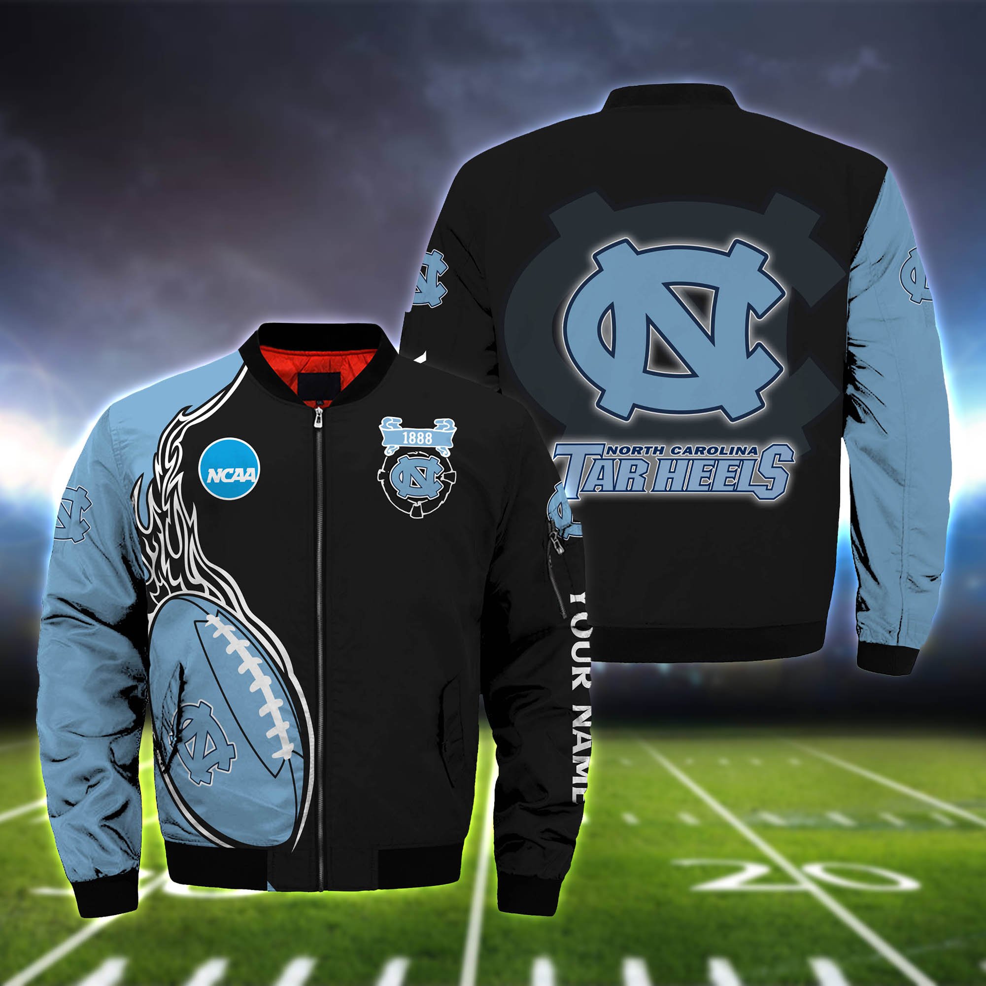 North Carolina Tar Heels Bomber Jacket 2024 Version Custom Your Name, Bomber Jacket For Foorball Lovers, Sport Gifts ETHY-52924